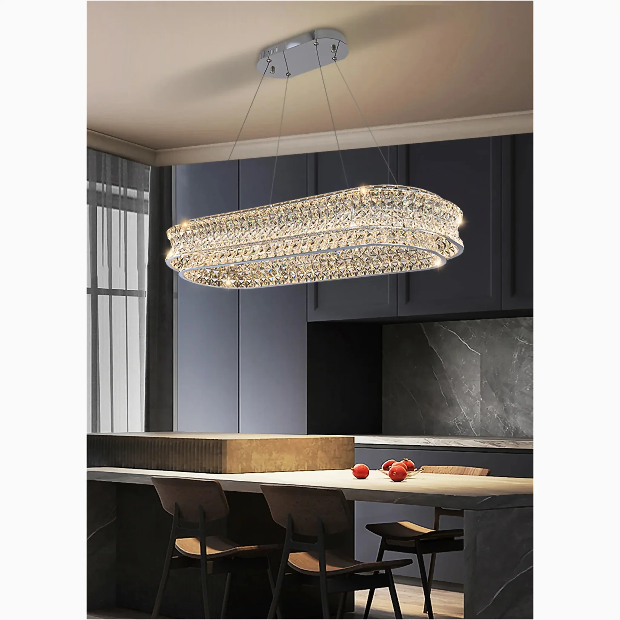 Albiano | Luxury Large Oval Chrome Crystal Chandelier