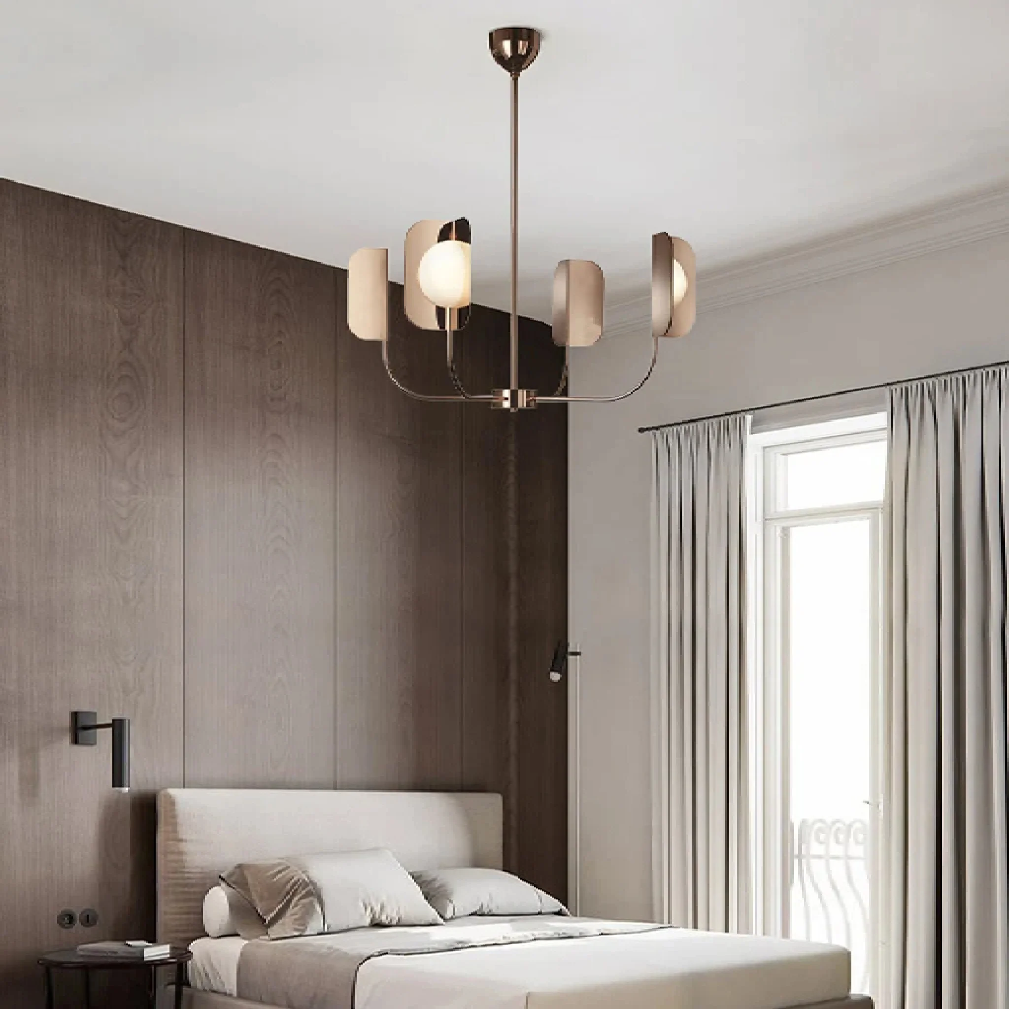 Fiesch | Modern Art-Deco Rose Gold Ceiling LED Chandelier