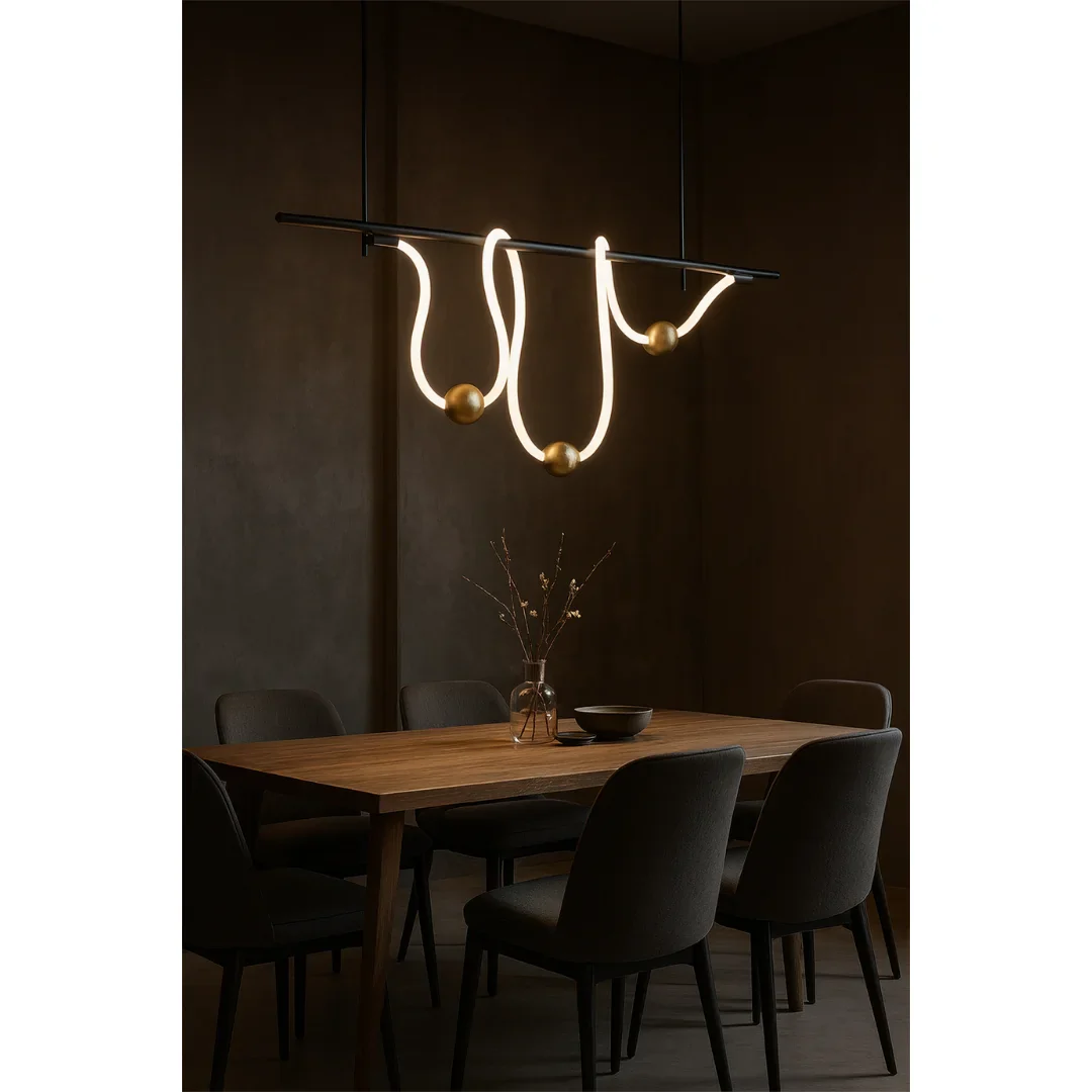 Irregular Linear LED Pendant Light - Soft Glow & Minimalist Design