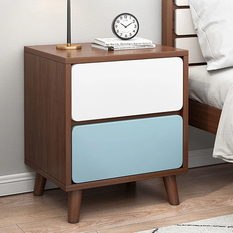 Nordic Wooden Bedside Table Of Drawers For Bedroom