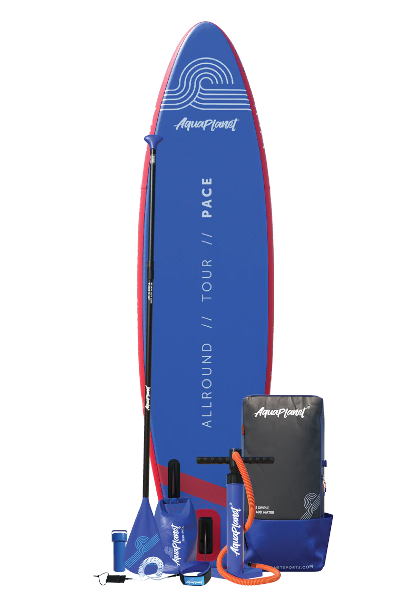 Aquaplanet PACE 10’6″ Inflatable Paddle Board Package - Red/Blue