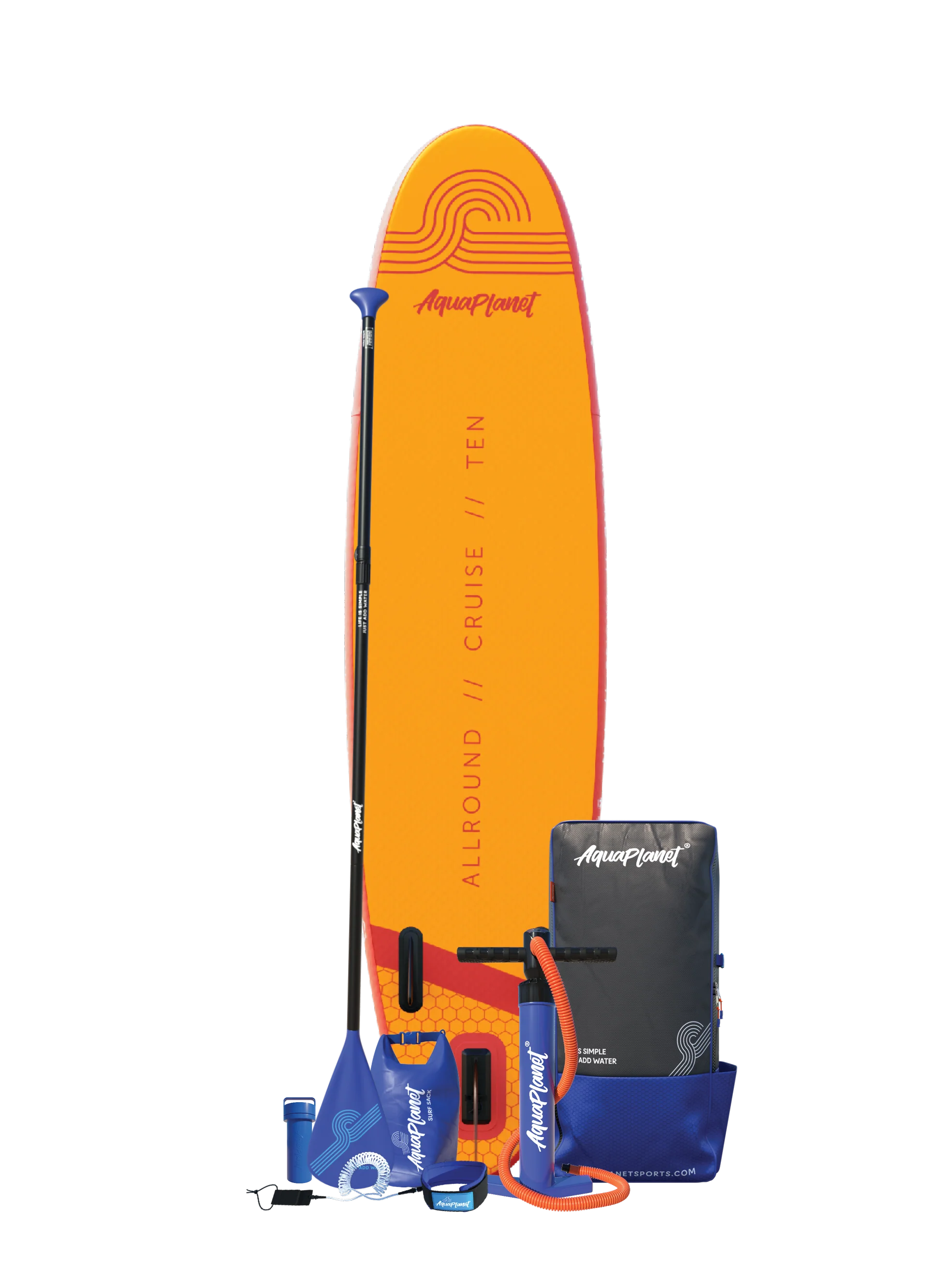 Aquaplanet ALLROUND TEN 10’ Inflatable Paddle Board Package - Orange