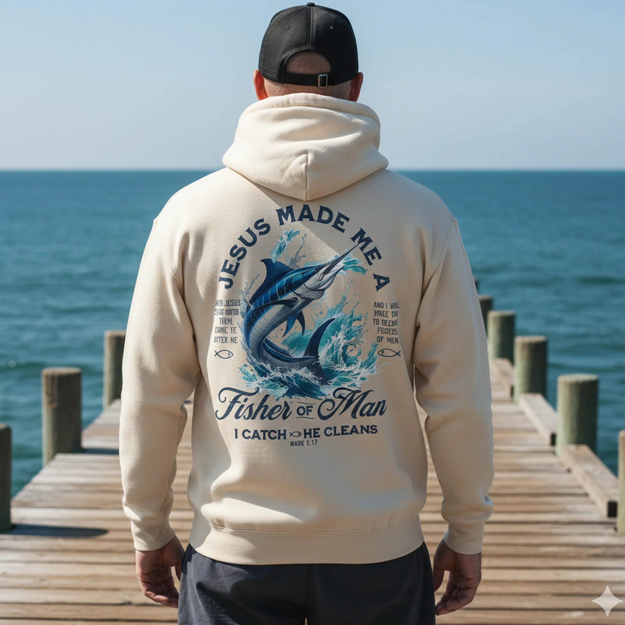 Jesus Made Me a Fisher of Man Hoodie �C Christian Fishing Hoodie for Men