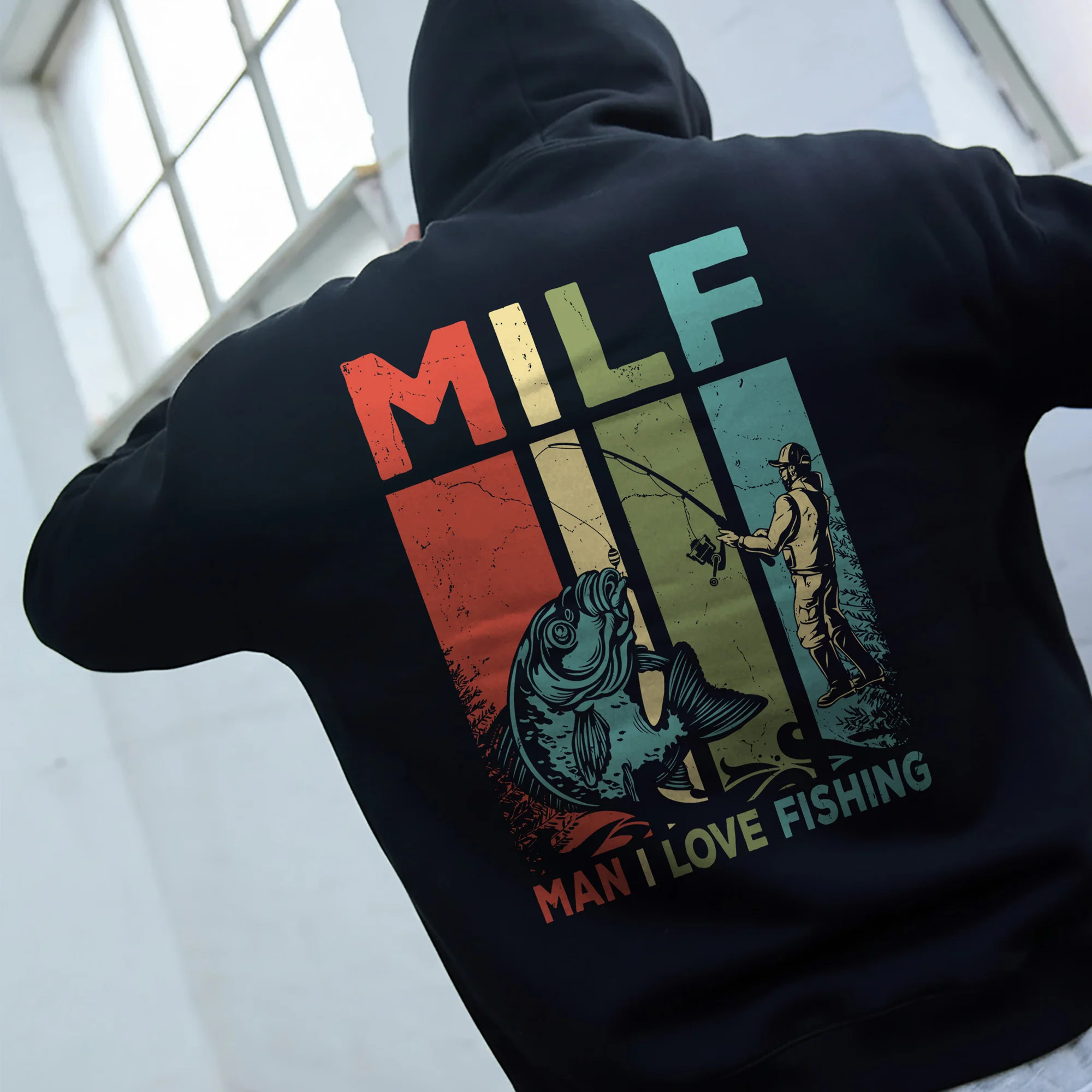 MILF Man I Love Fishing Hoodie �C Funny Fishing Hoodie, Retro Bass Fisherman Gift, Humor Angler Apparel
