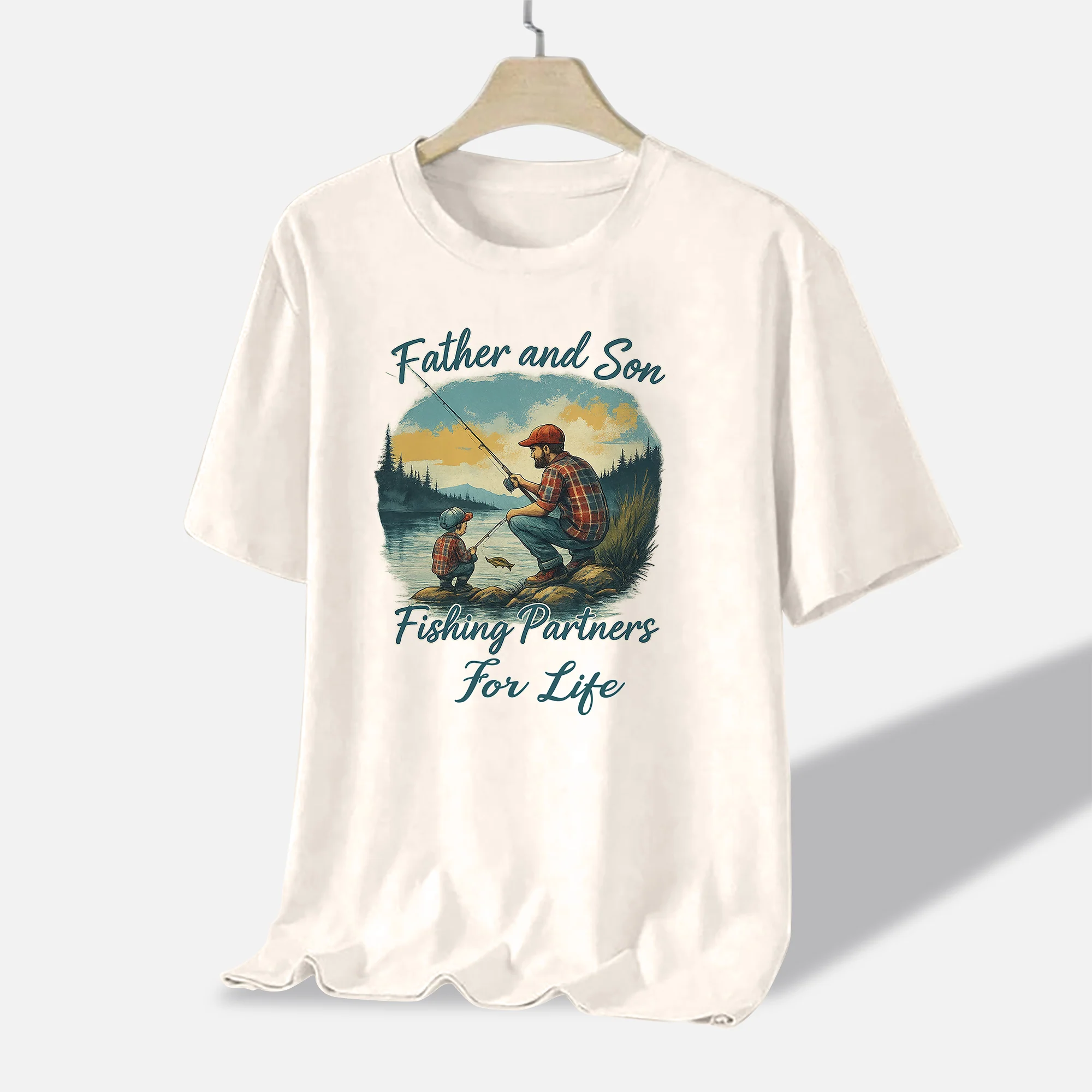 Fisherman Gift Shirt for Family �C Father and Son Fishing Partners For Life Shirt �C Natural �C Up To 5XL