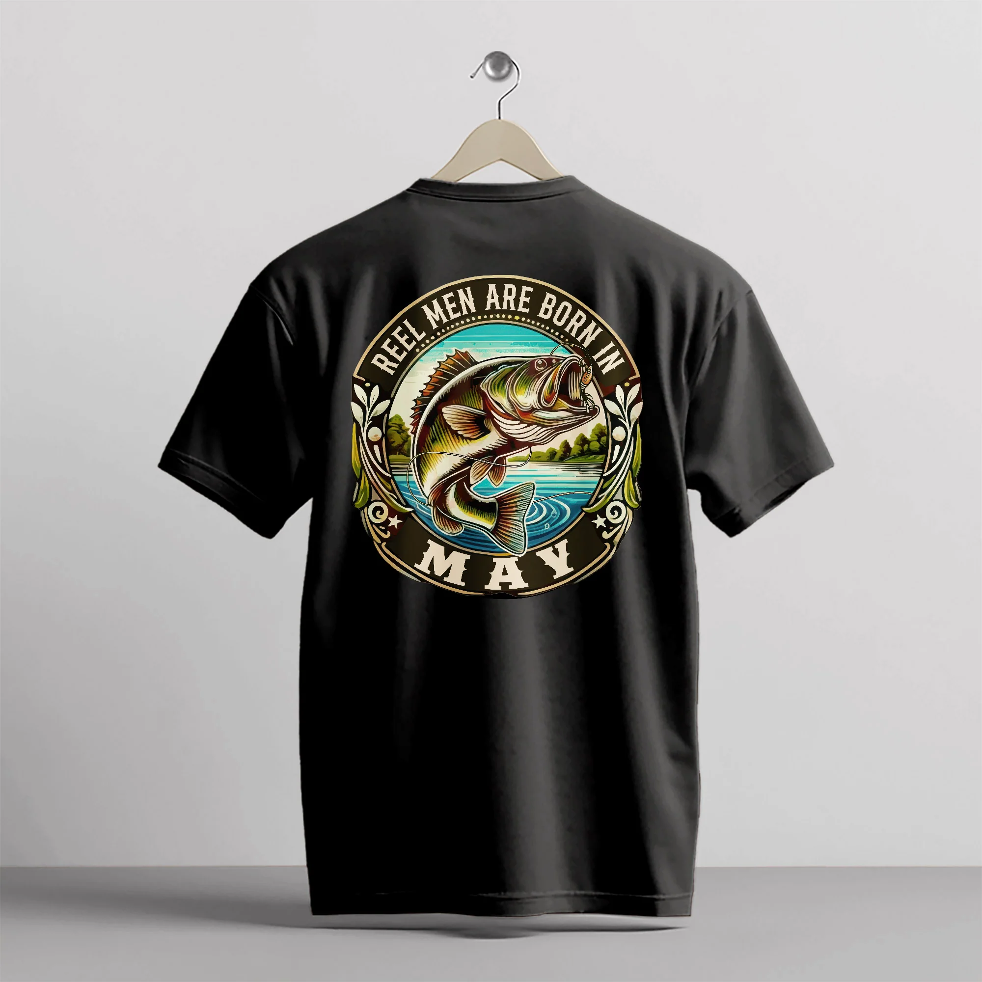 Fishing Birthday Gift Tee for Fisherman - Reel Men Are Born In May Shirt �C Black �C Up To 5XL