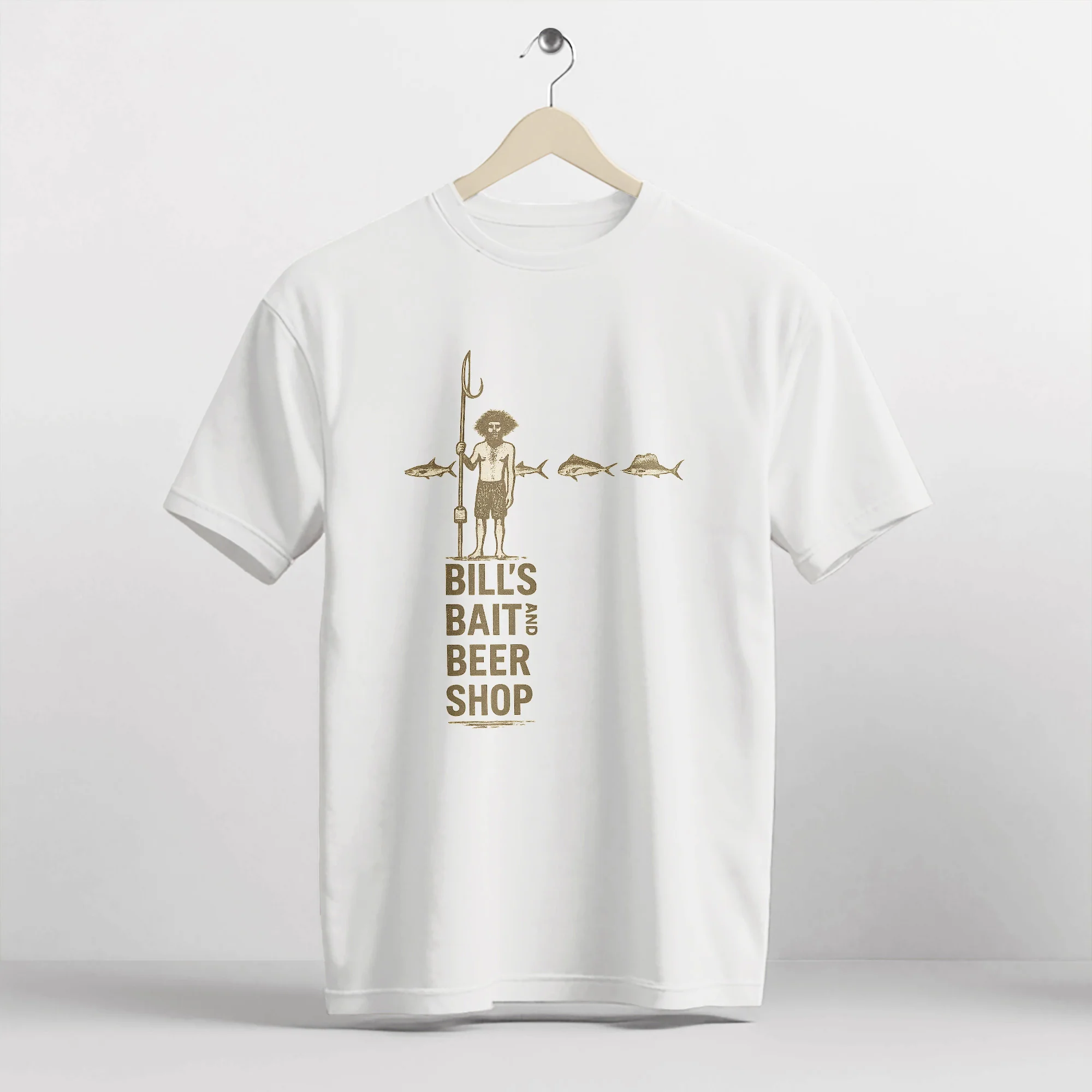 Bill's Bait and Beer Shop Shirt �C Funny Fishing Tee �C Fisherman Humor Gift �C White �C Up To 5XL