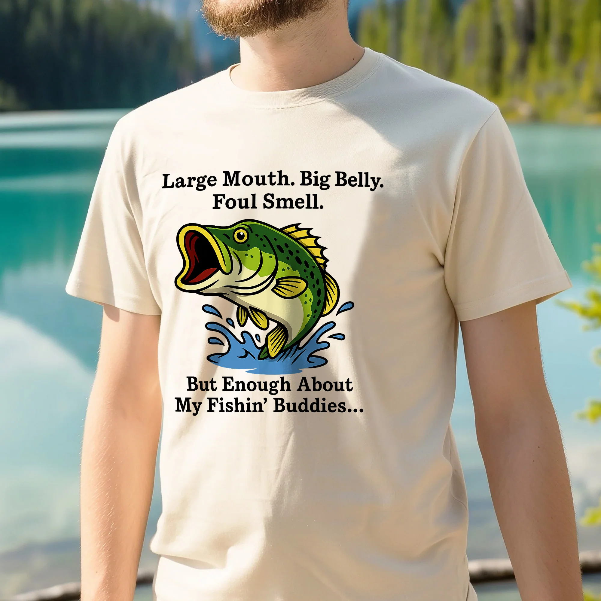 Lager Mouth Big Belly Foul Smell Shirt �C Funny Fishing Tee �C Fisherman Humor Gift �C Natural �C Up To 5XL
