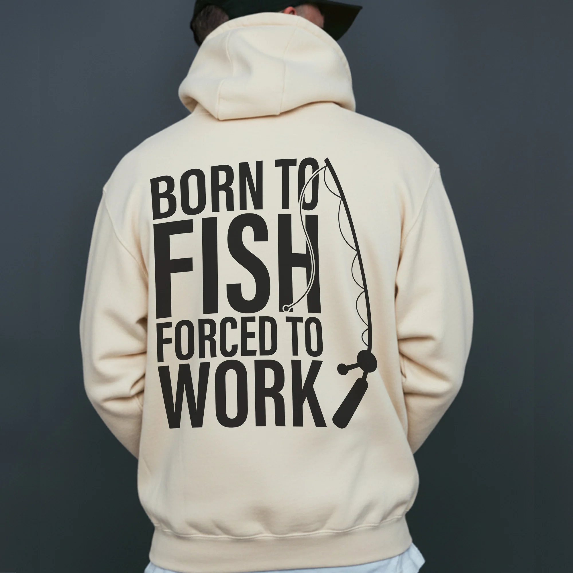 Born to Fish Forced to Work Hoodie �C Funny Fishing Hoodie for Anglers, Fisherman Gift, Bass Fishing Apparel