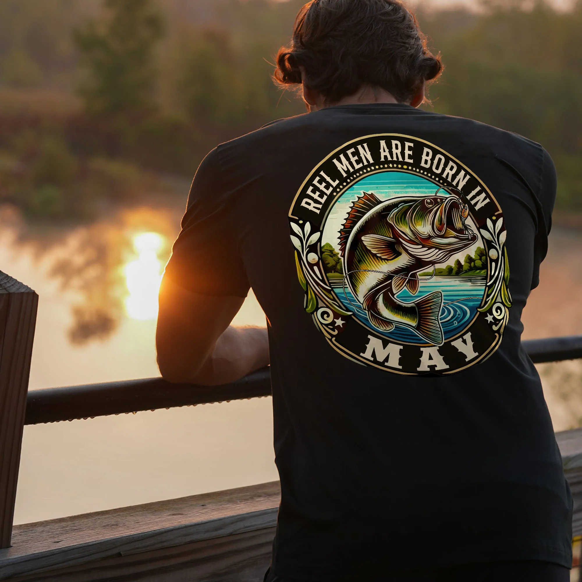 Fishing Birthday Gift Tee for Fisherman - Reel Men Are Born In May Shirt �C Black �C Up To 5XL