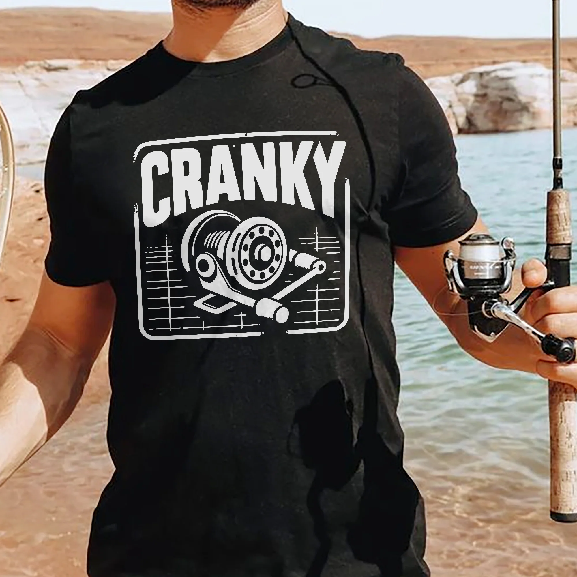 Funny Fishing Shirt �C Cranky Old Man Fishing Tee �C Grumpy Angler Humor Graphic �C Black �C Up To 5XL