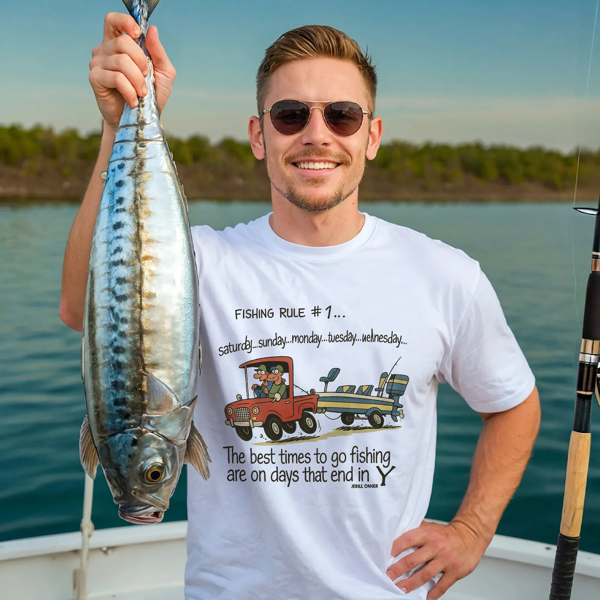 Funny Fisherman Tee - Rule #1 Best Days To Go Fishing Shirt �C  White �C Up To 5XL