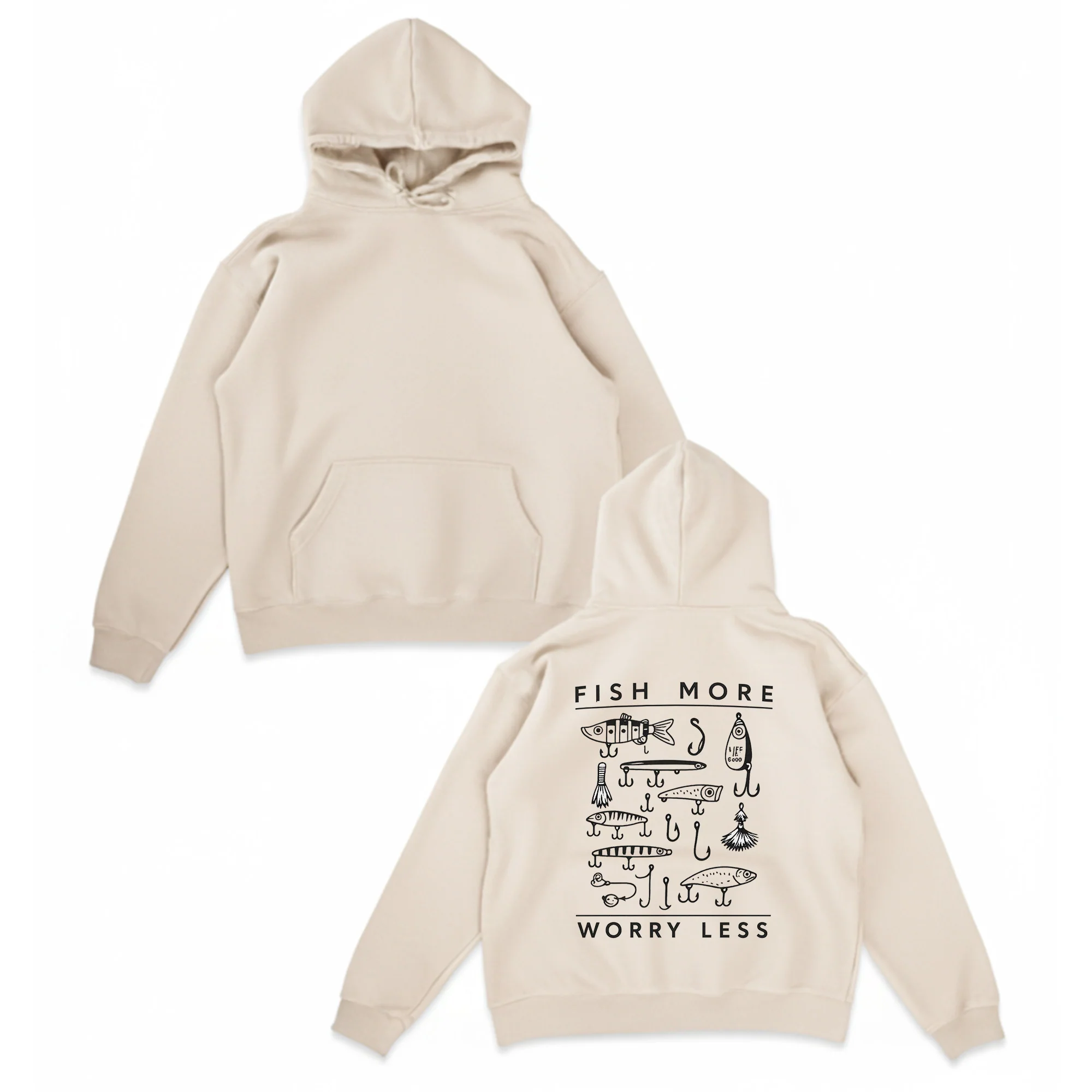 Fish More Worry Less Hoodie �C Fishing Lure Hoodie for Anglers, Fisherman Gift, Outdoors Lifestyle Sweatshirt