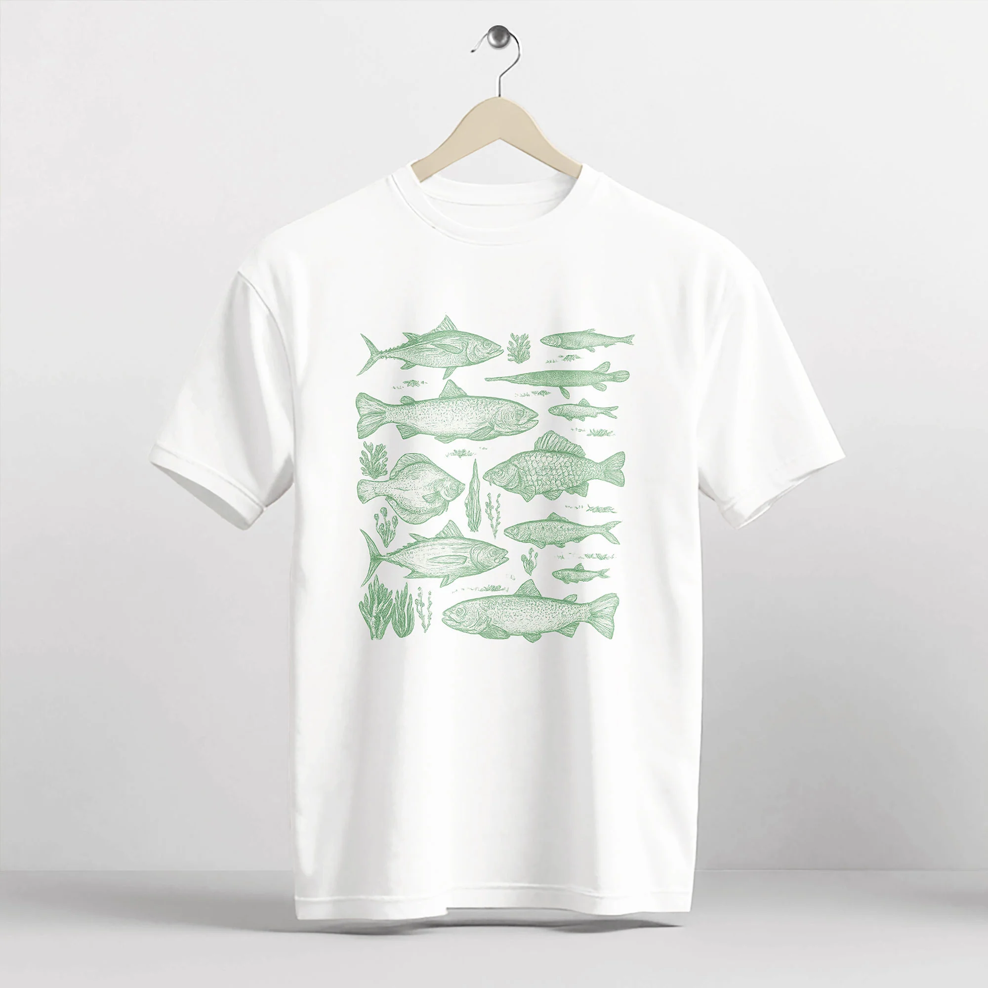 Fishing Tee �C Freshwater Fishes Species Guide Shirt �C Angler Graphic Educational Shirt �C White �C Up To 5XL