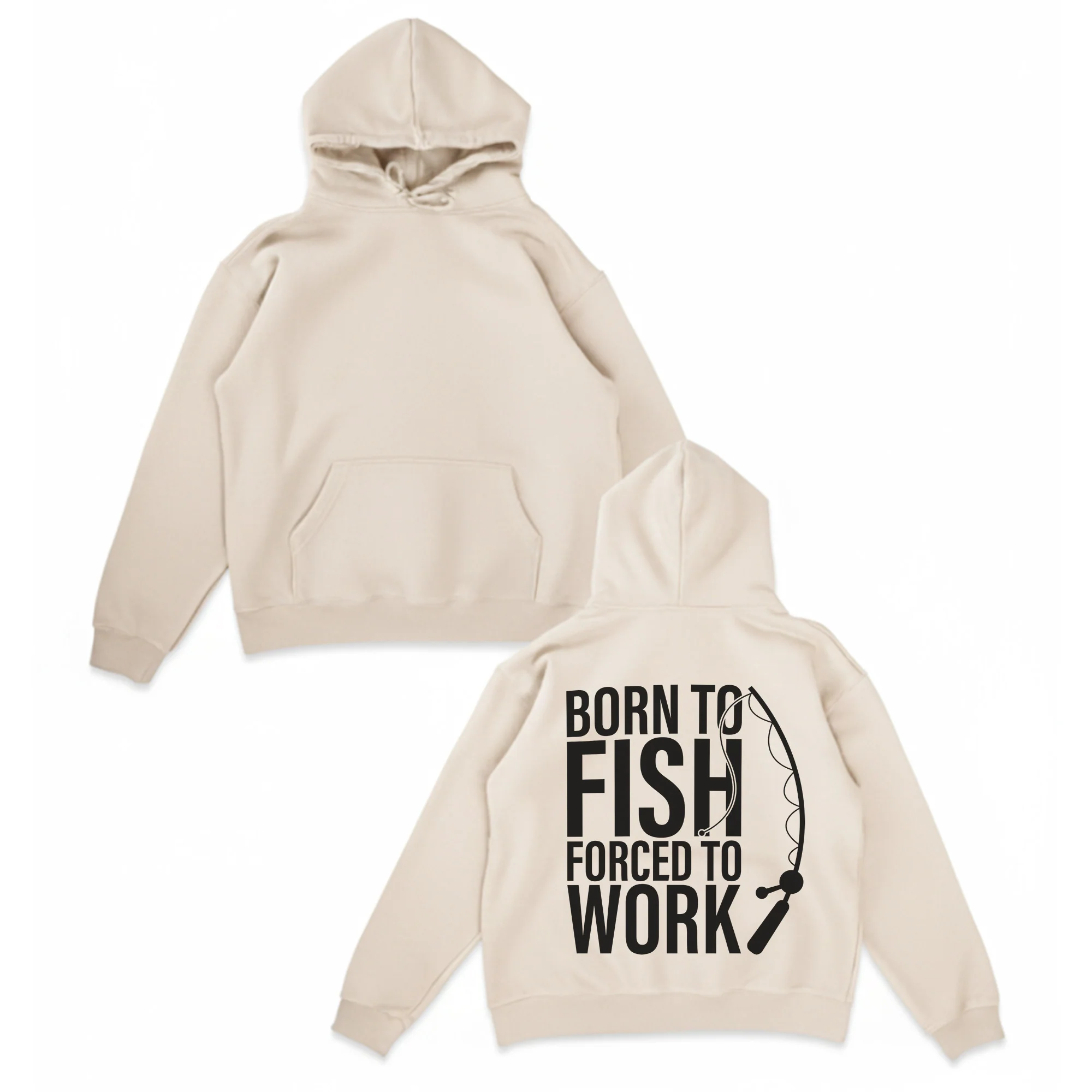 Born to Fish Forced to Work Hoodie �C Funny Fishing Hoodie for Anglers, Fisherman Gift, Bass Fishing Apparel