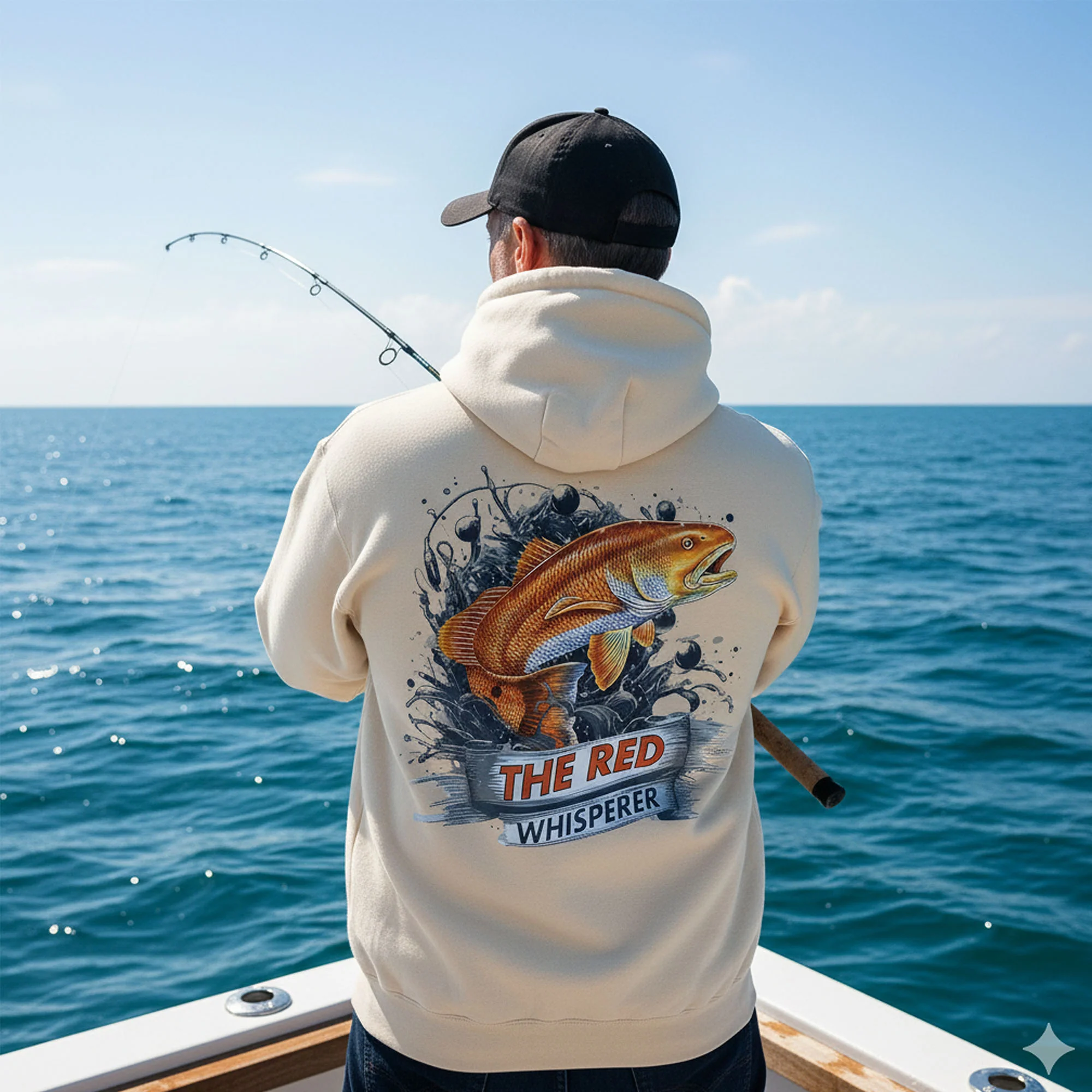��The Red Whisperer�� Fleece Pullover Hoodie �C Saltwater Fishing Hoodie for Anglers
