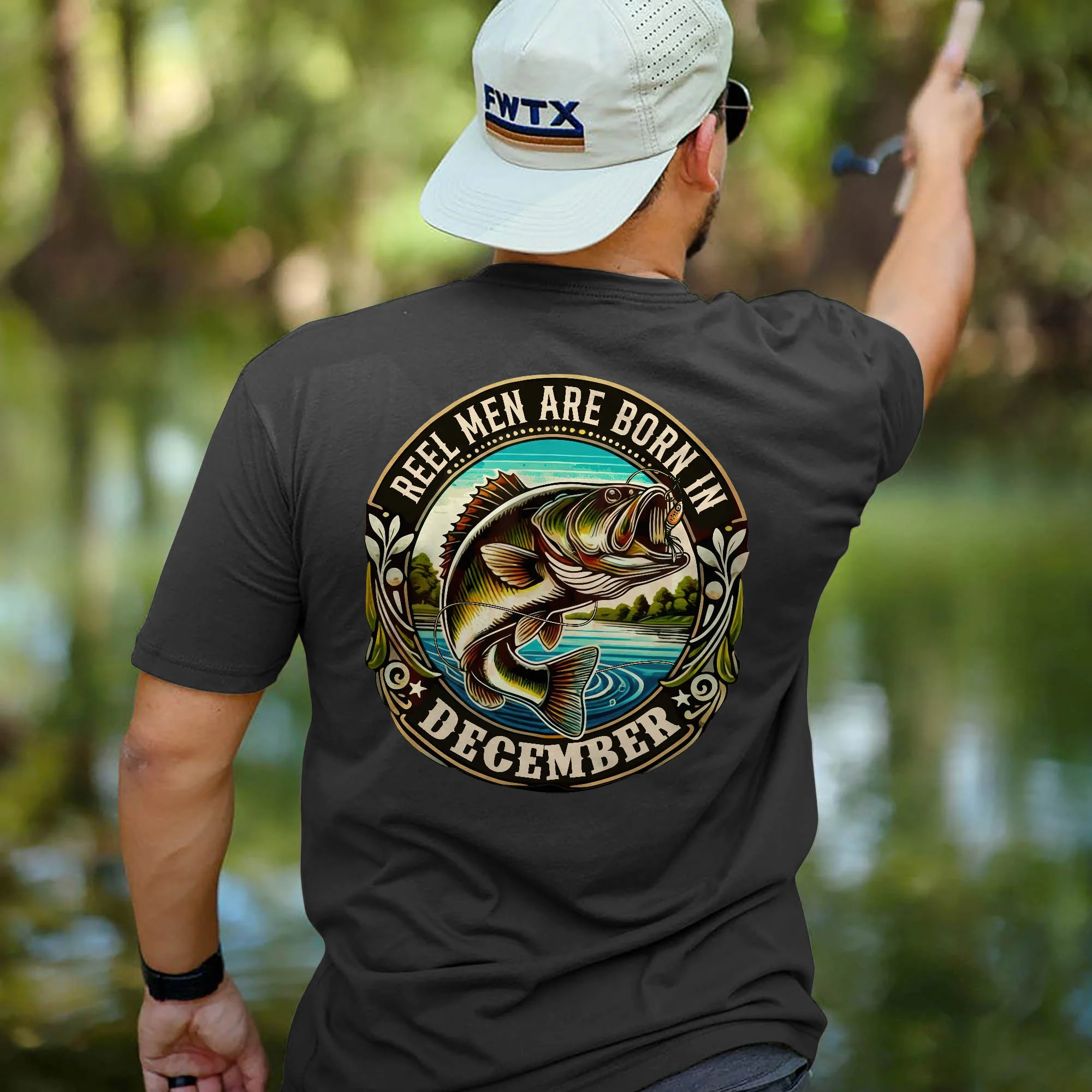 Fishing Birthday Gift Tee for Fisherman �C Reel Men Are Born In December Shirt �C Black �C Up To 5XL