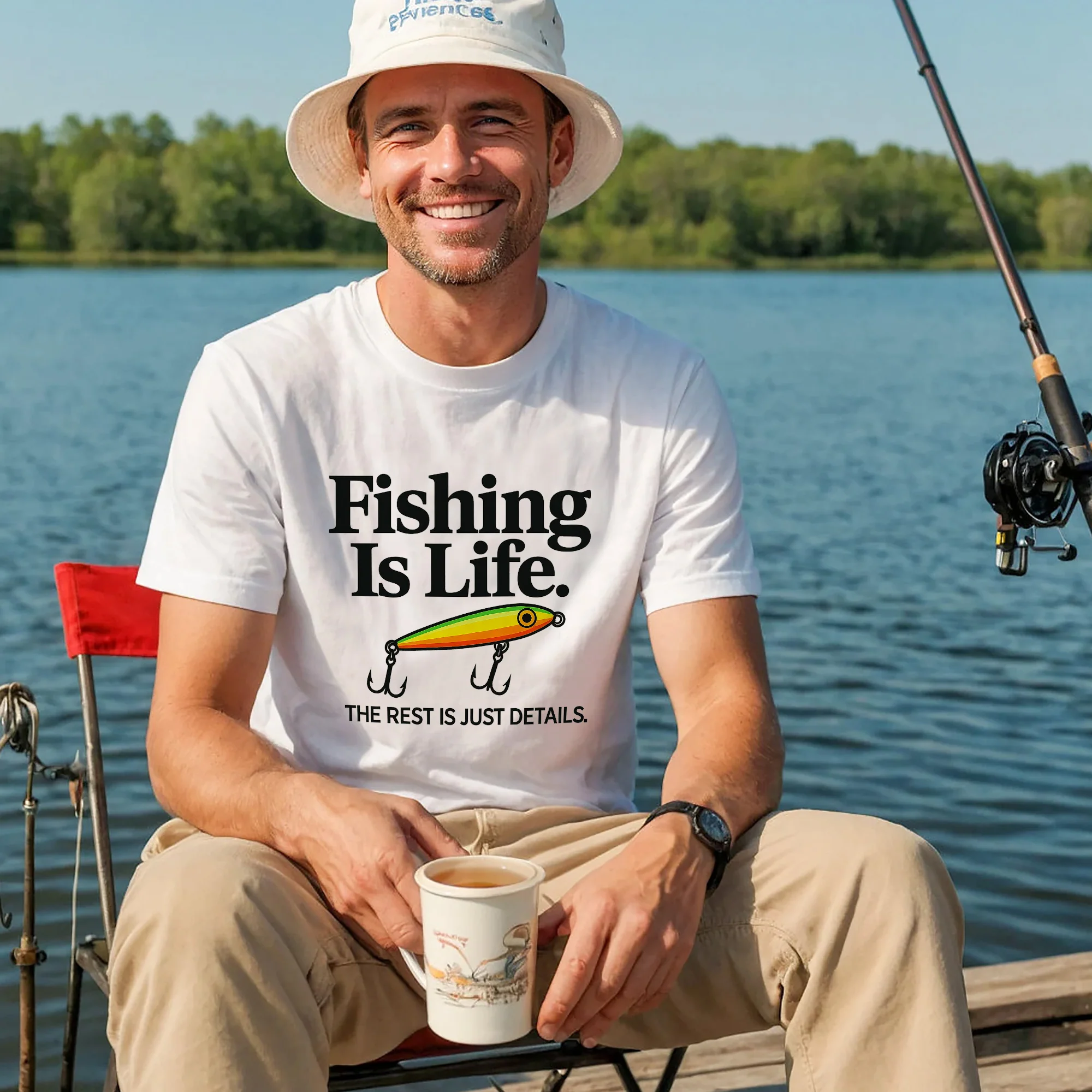 Fishing Is Life The Rest Is Just Details Tee �C Funny Angler Shirt �C White �C Up To 5XL
