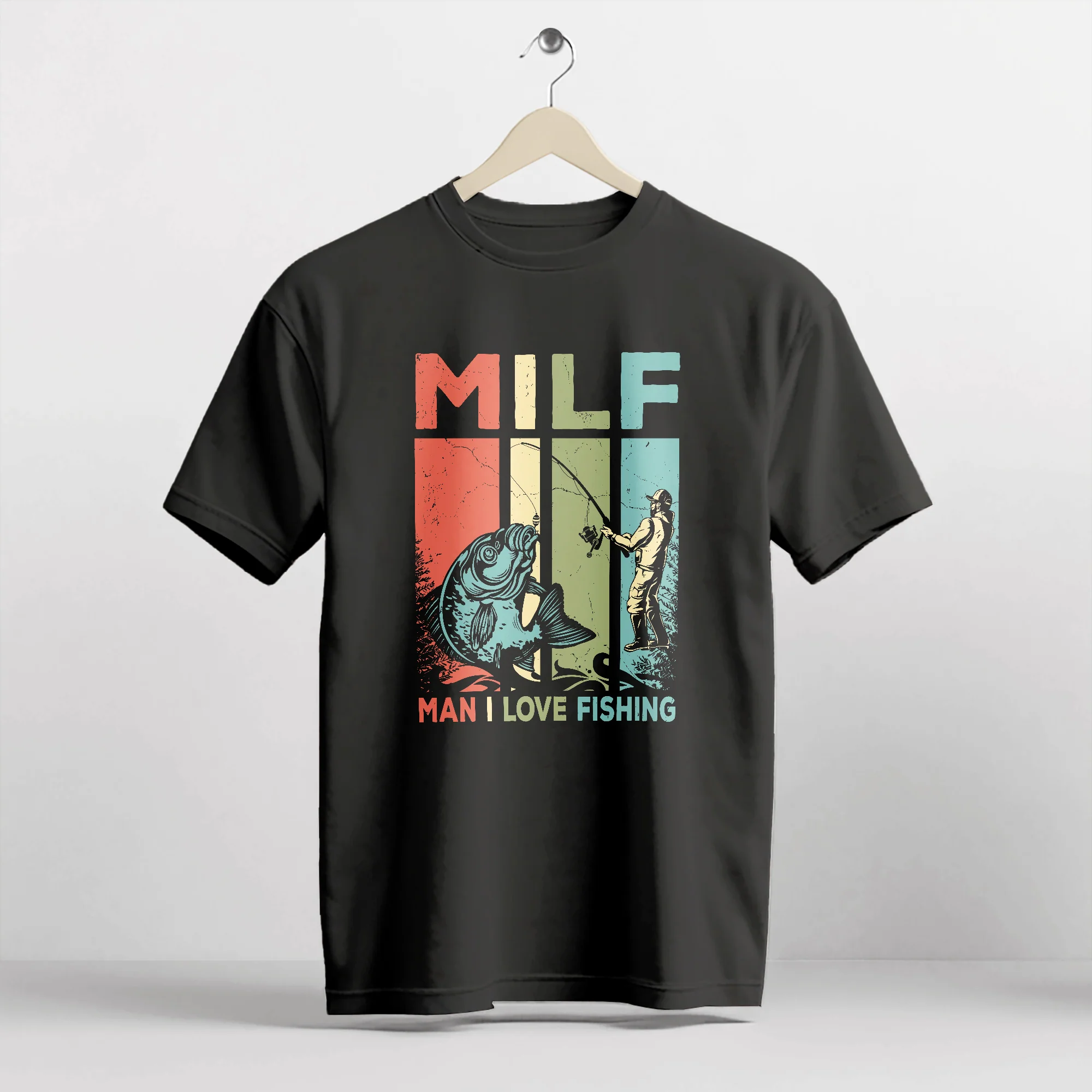Funny Fishing Tee �C MILF Man I Love Fishing Shirt �C Black �C Up To 5XL