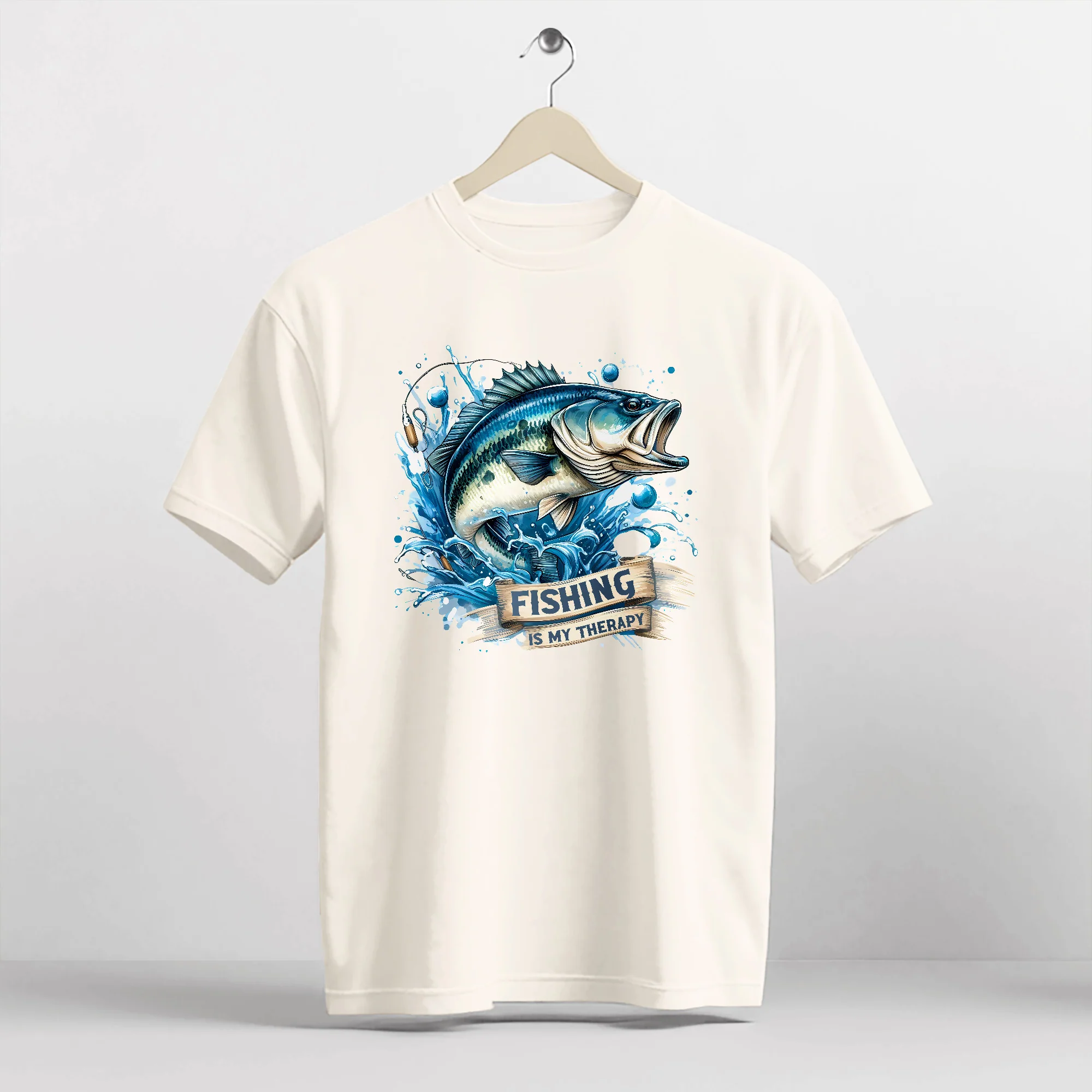 Outdoor Humor Shirt �C Fishing Is My Therapy Funny Fisherman Tee �C Nature Lover Gift �C Natural �C Up To 5XL