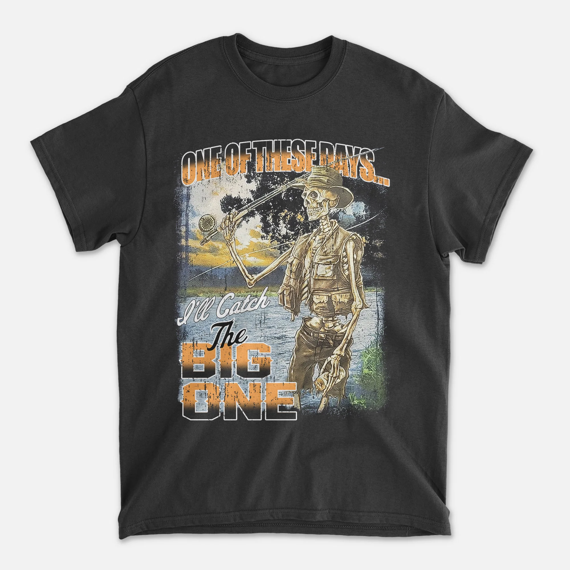 One Of These Days I'll Catch The Big One Shirt �C Funny Fishing Tee �C Fisherman Humor Gift �C White �C Up To 5XL