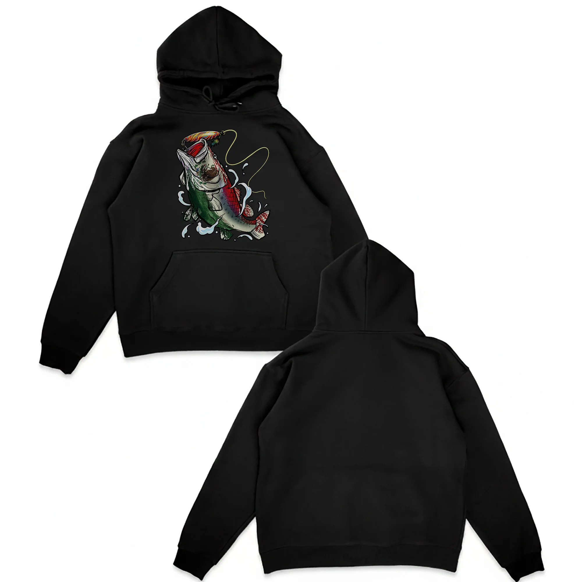 Mexican Fisherman Premium Fleece Hoodie �C Mexico Flag Bass Fishing Pullover