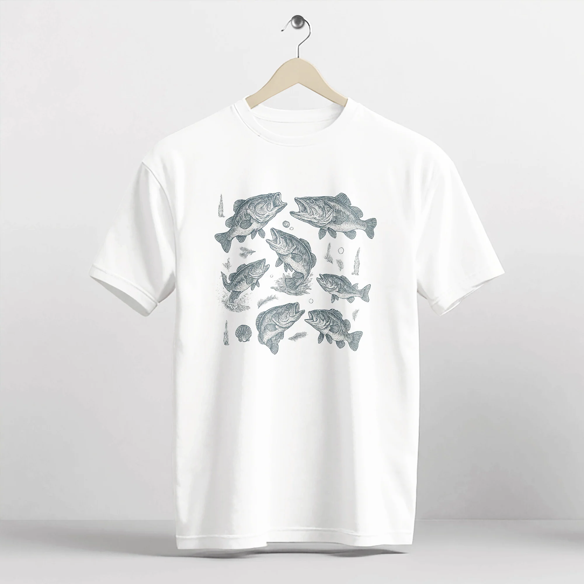 Fishing Shirt �C Fish Species Chart Graphic Tee �C Educational Angler T-Shirt �C White�C Up To 5XL