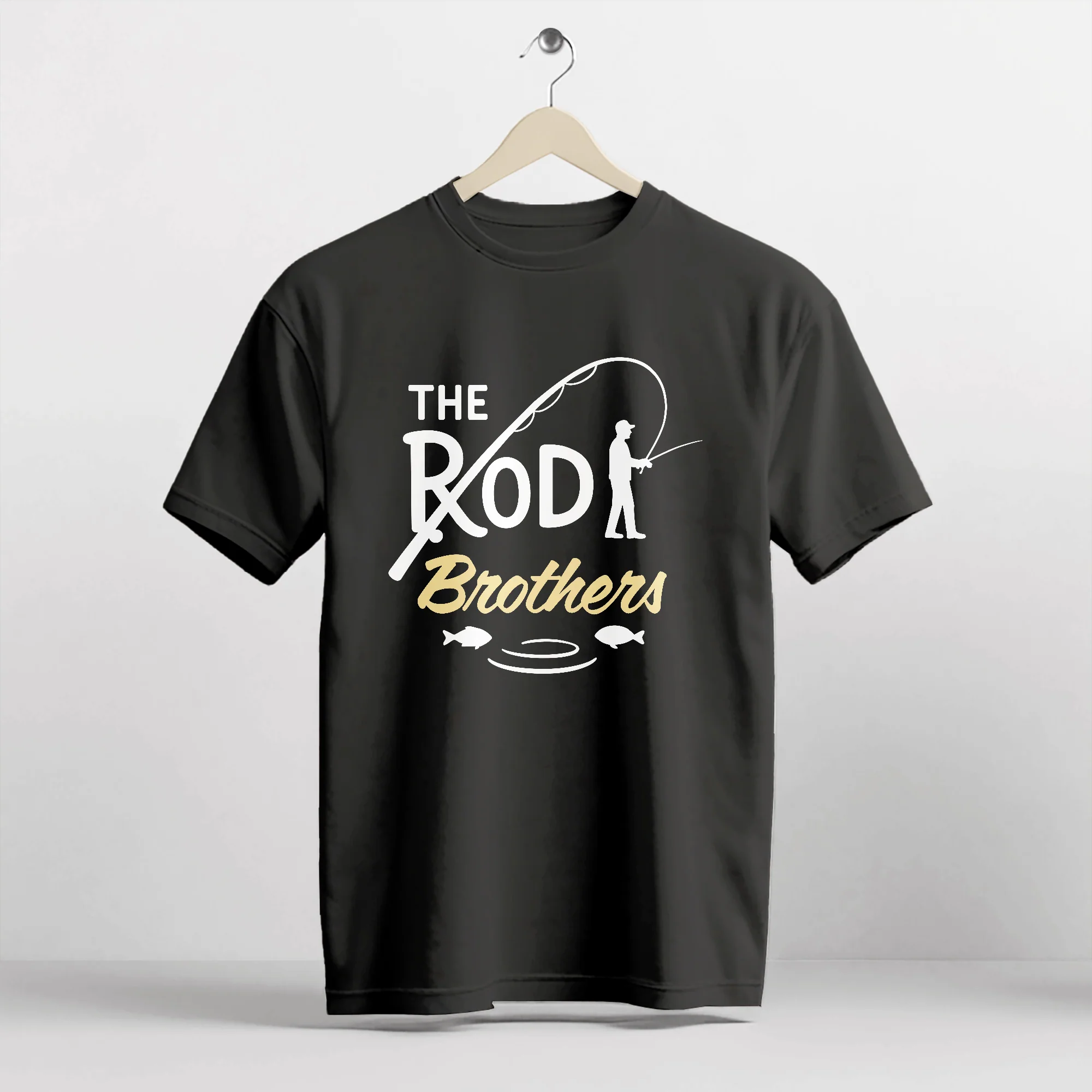 Funny Fishing Shirt �C The Rod Brothers Tee �C Angler Brotherhood Graphic Shirt �C Black �C Up To 5XL