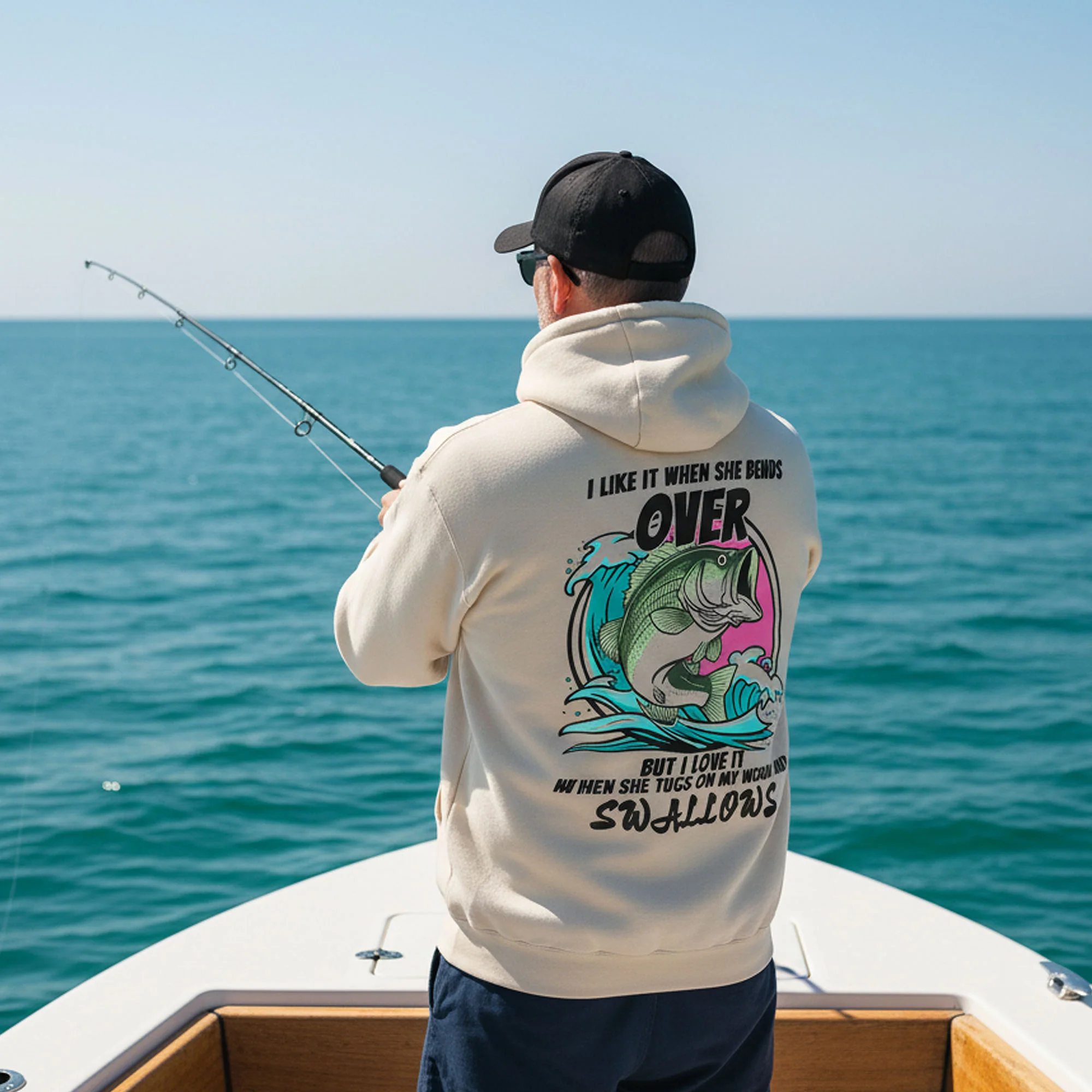 Funny Fishing Hoodie �C I Like It When She Bends Over Swallows Hoodie, Bass Fishing Humor, Fisherman Gift