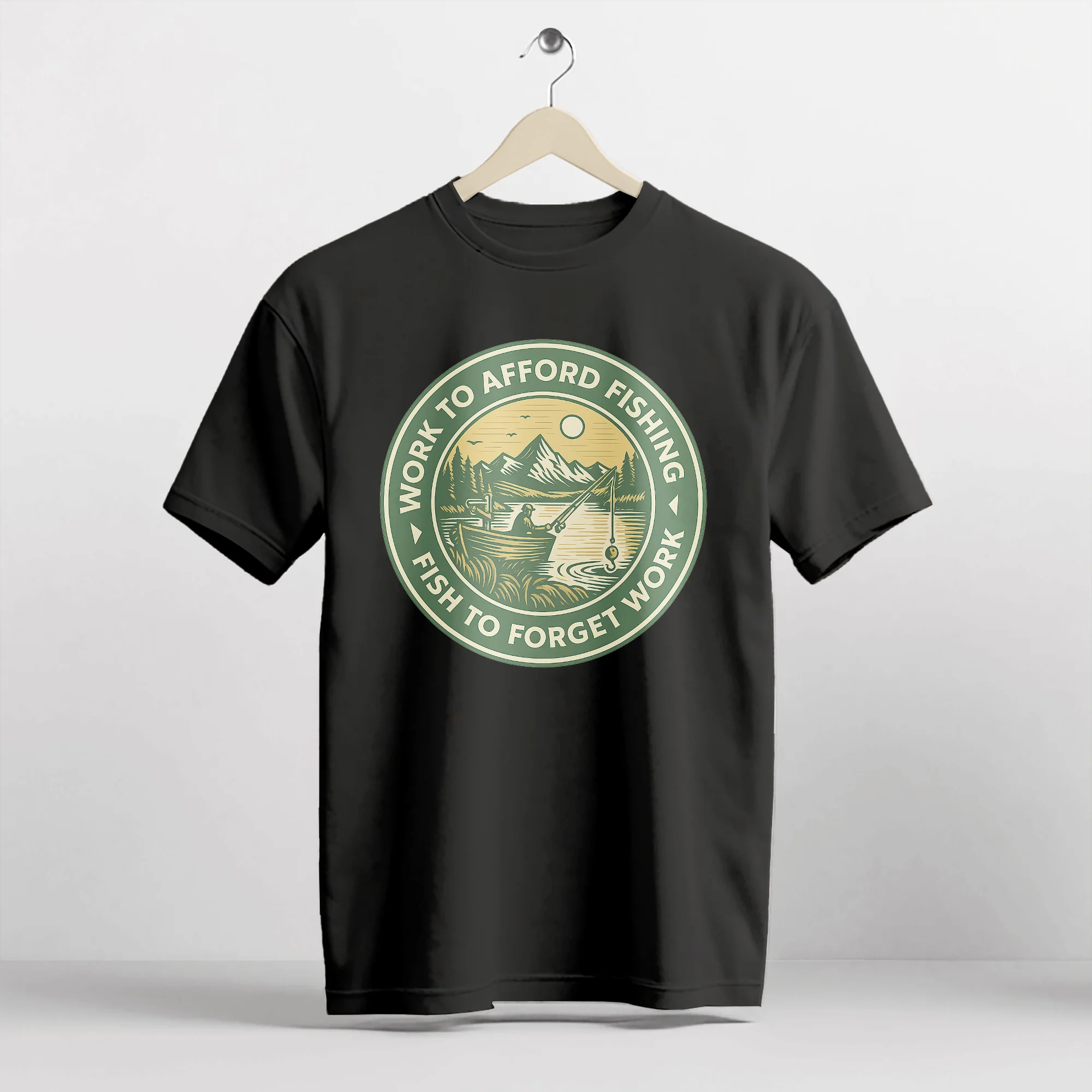 Funny Fishing Tee �C Work To Afford Fishing - To Forget Work Shirt  �C Black �C Up To 5XL