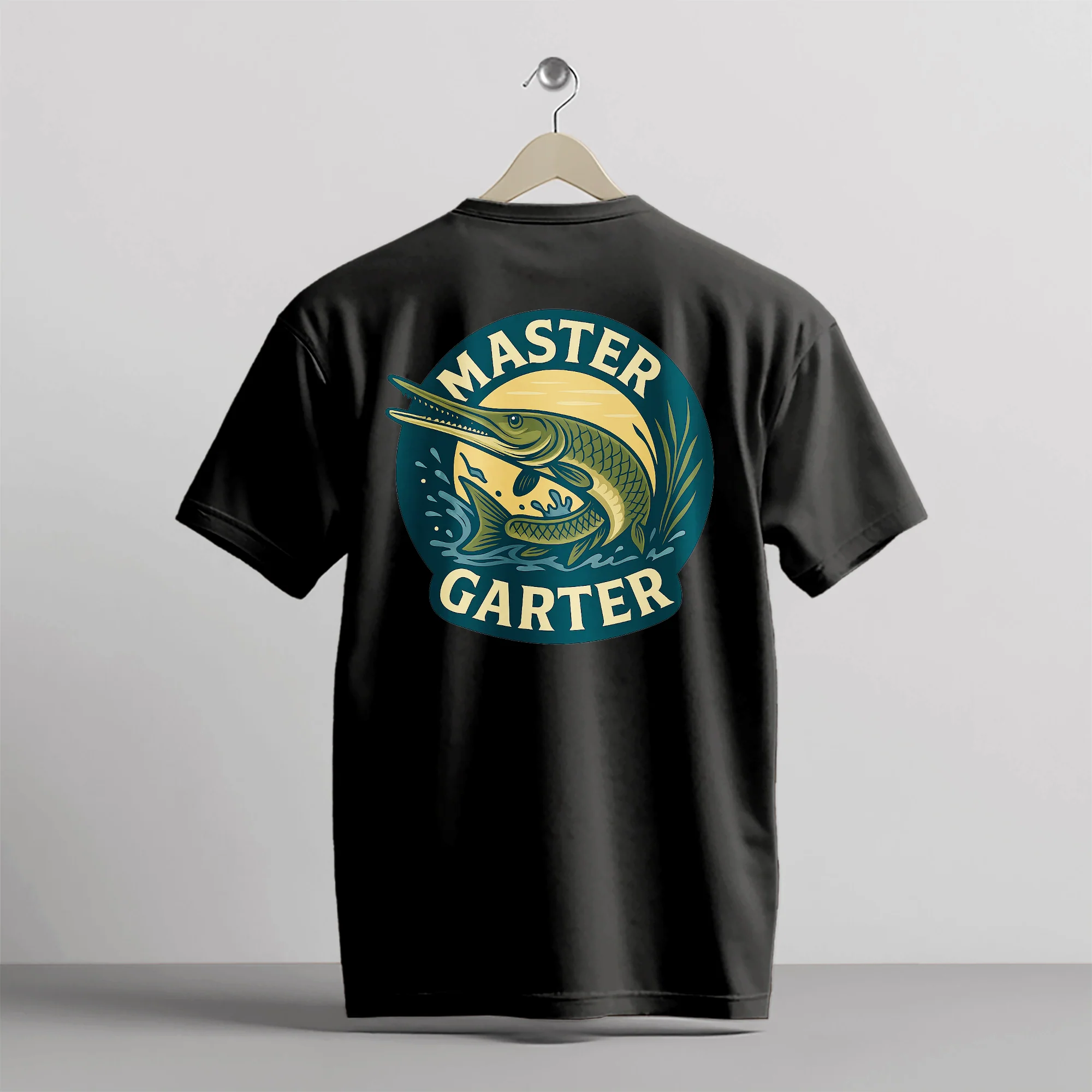 Master Garter Shirt �C Alligator Gar Fishing Tee - Black �C Up To 5XL
