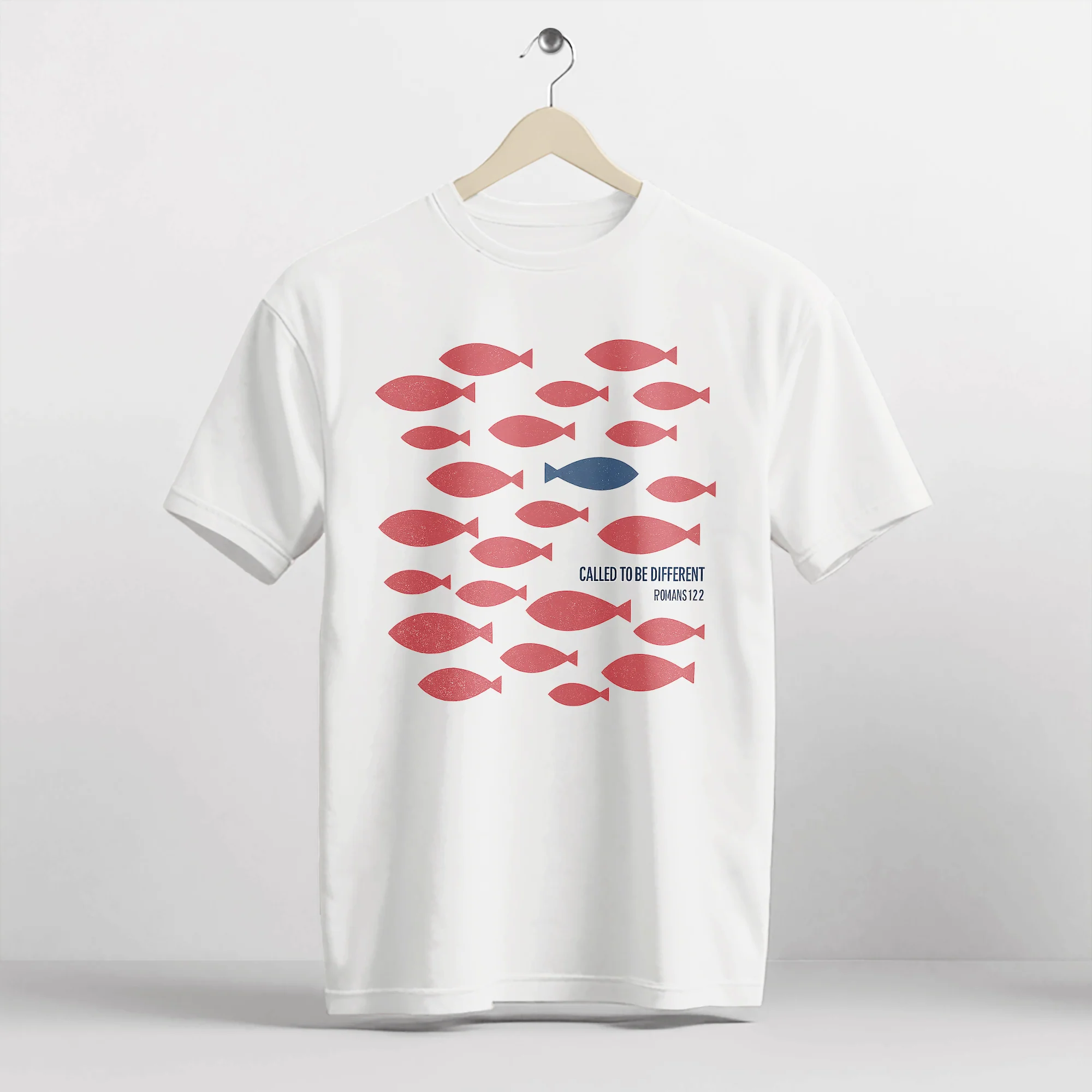 Called To Be Different Shirt �C Romans 12:2 Christian Fish Tee �C Faith-Based Apparel �C White �C Up To 5XL