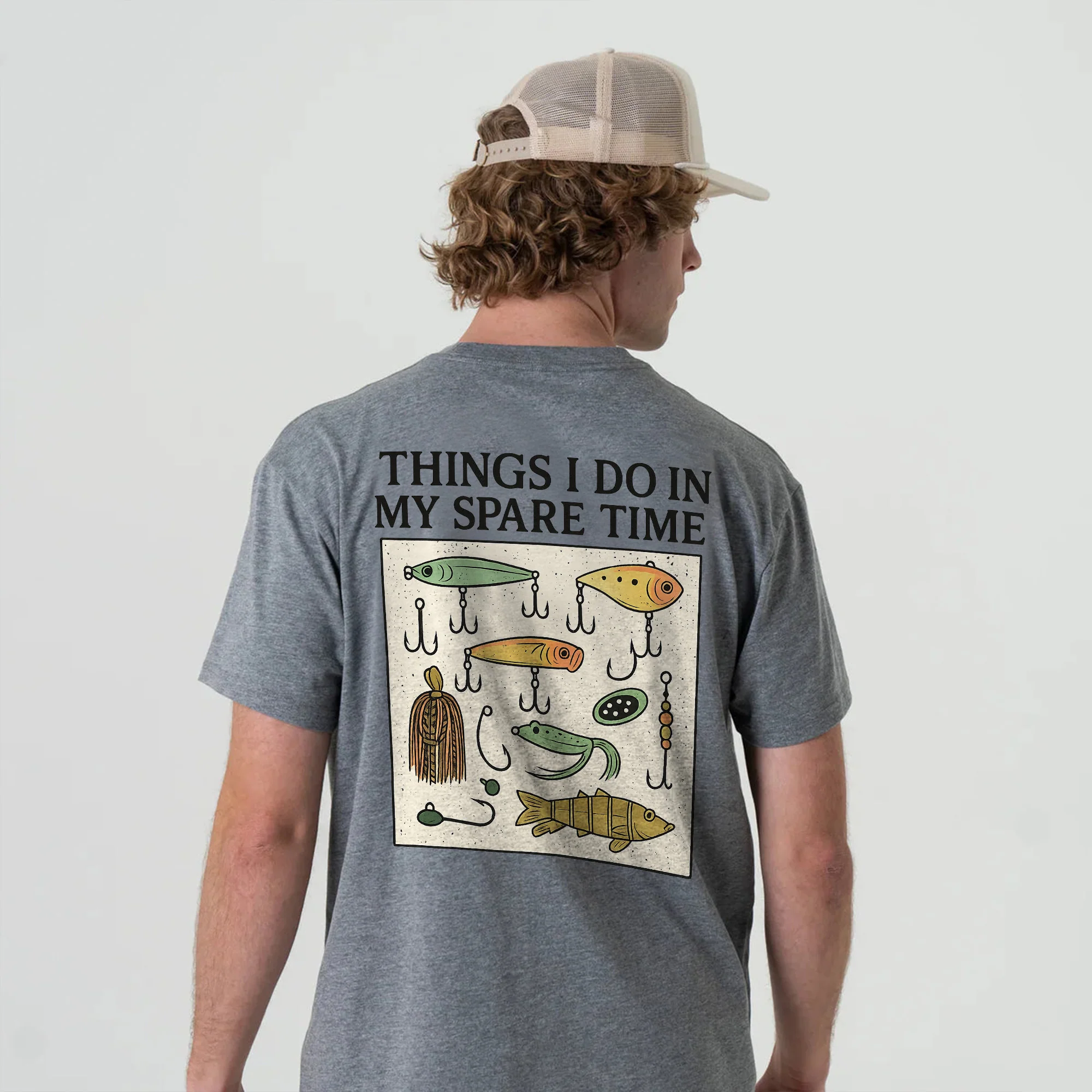 Funny Fishing Shirt For Anglers - Things I Do in My Spare Time Fishermen Tee - Sport Grey- Up To 5XL