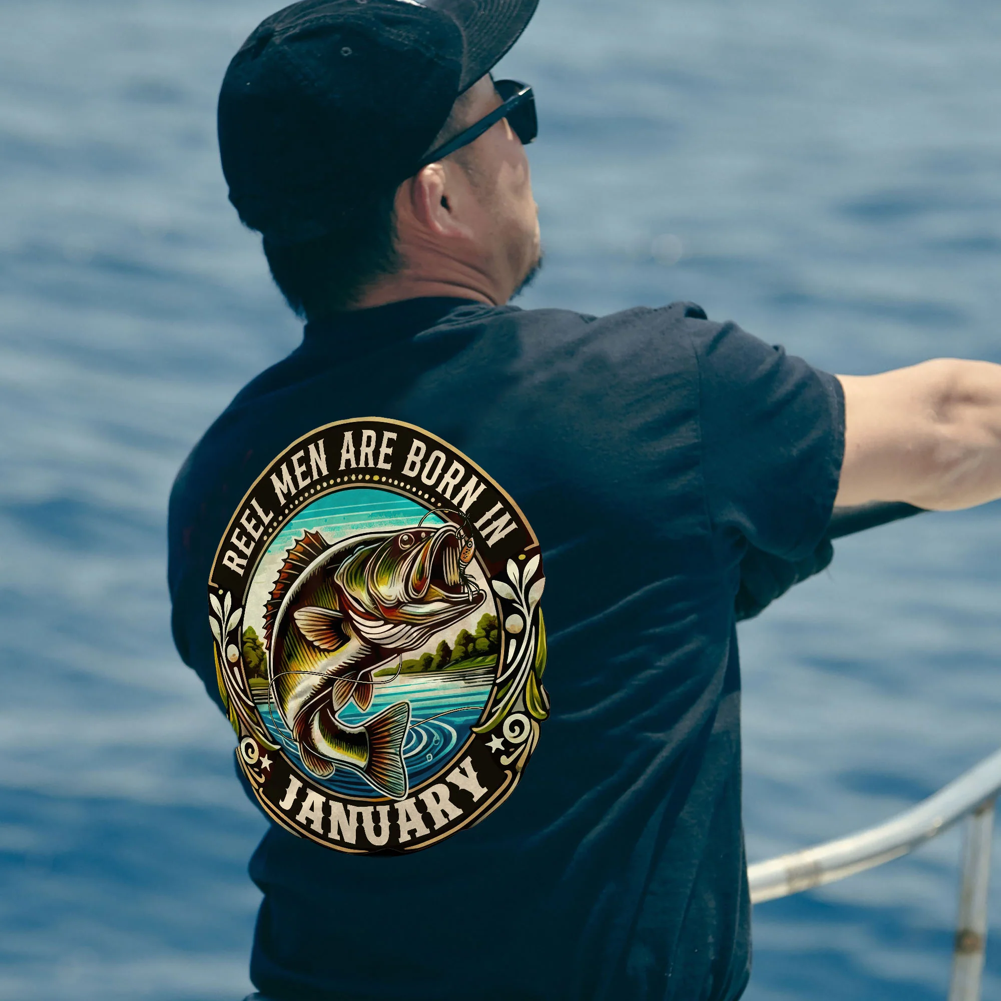 Fishing Birthday Gift Tee for Fisherman - Reel Men Are Born In January Shirt �C Black �C Up To 5XL