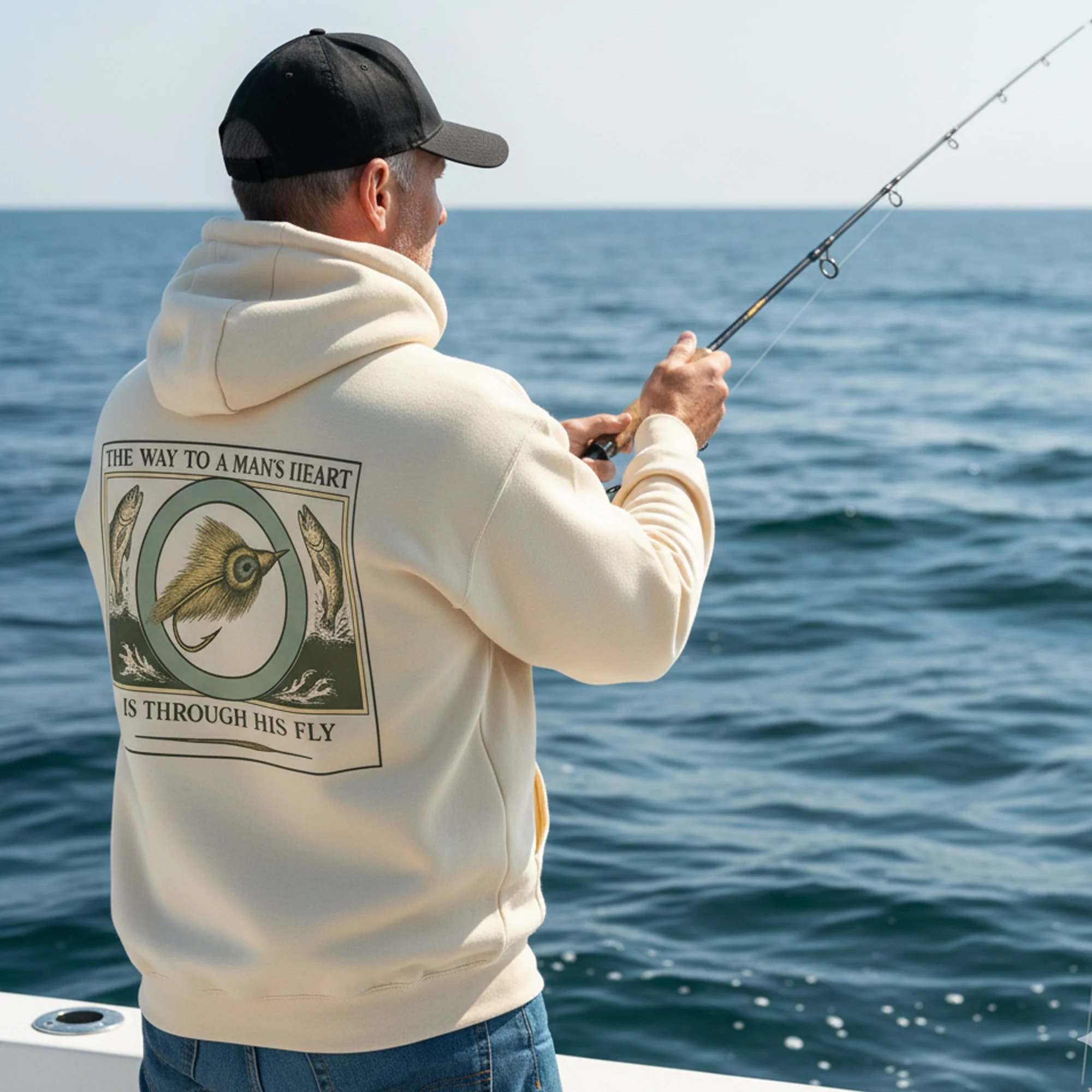 Through His Fly Hoodie �C Funny Fly Fishing Hoodie for Anglers, Fly Fisherman Gift, Trout Fishing Apparel