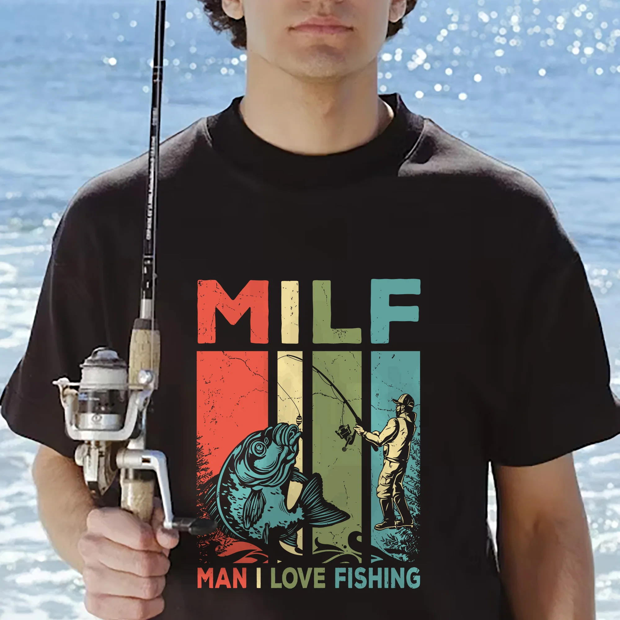 Funny Fishing Tee �C MILF Man I Love Fishing Shirt �C Black �C Up To 5XL