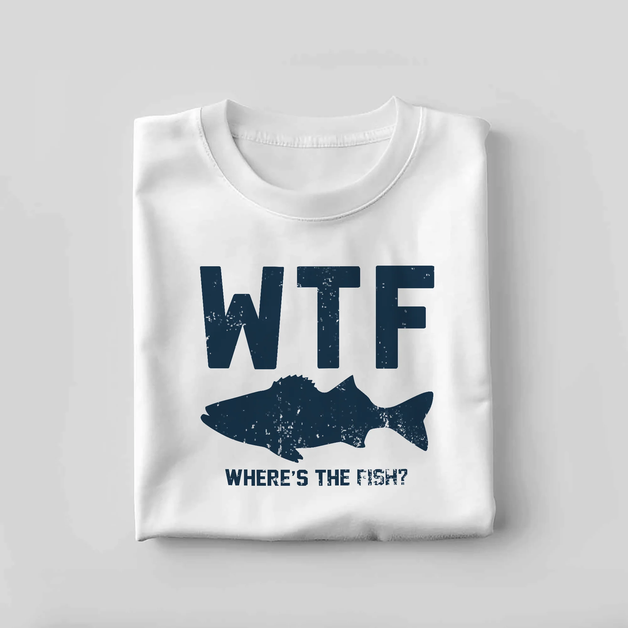 Funny Fishing Shirt �C WTF Where's The Fish �C Outdoor Humor Fisherman Tee �C White �C Up To 5XL