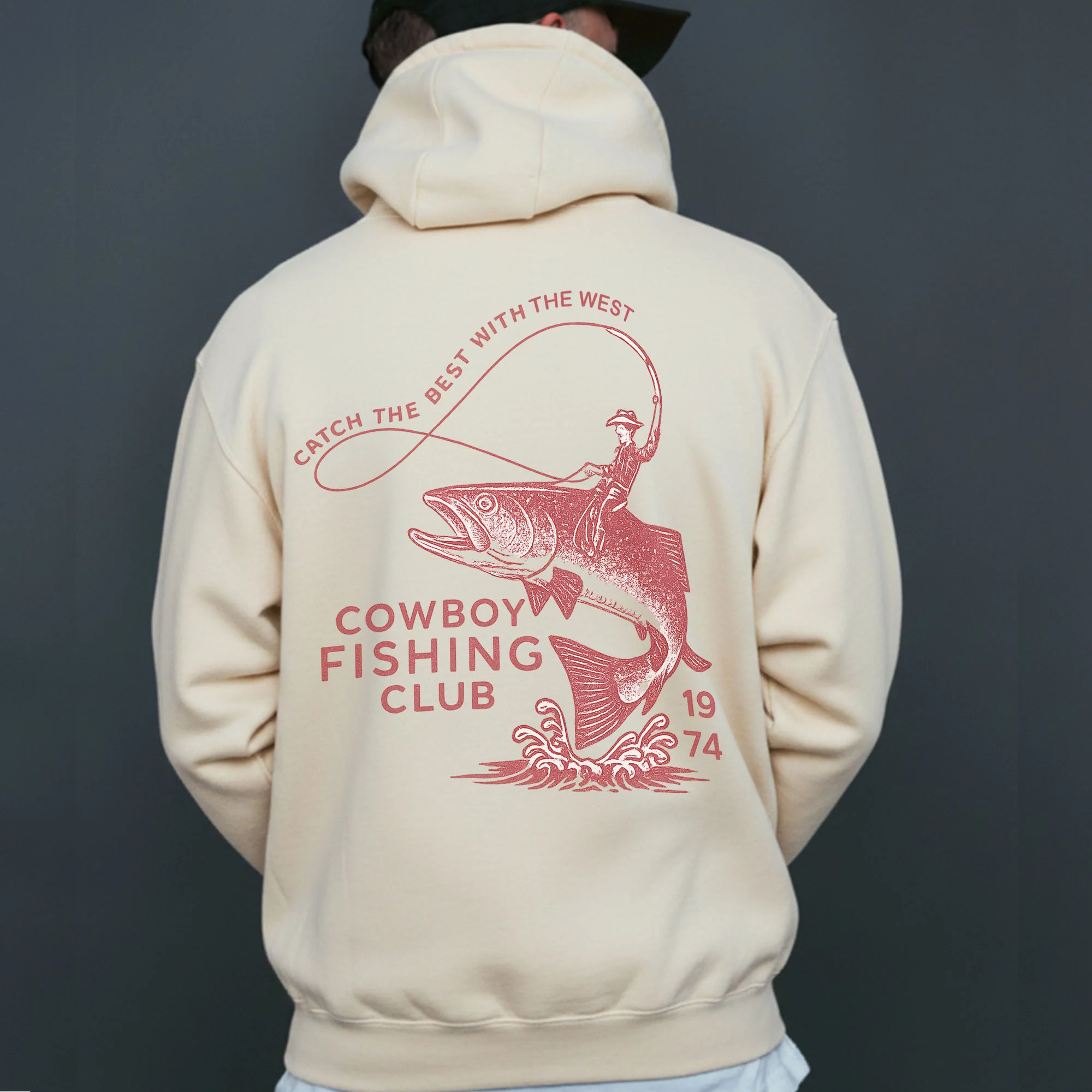 Cowboy Fishing Club Hoodie �C Western Fishing Hoodie, Vintage Rodeo Fisherman Hooded Sweatshirt, Angler Gift