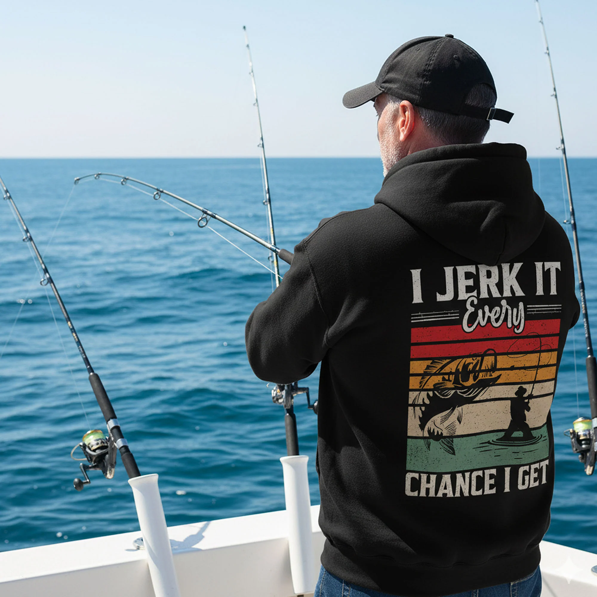 I Jerk It Every Chance I Get Hoodie �C Funny Fishing Hoodie, Retro Bass Fisherman Gift, Humor Angler Apparel