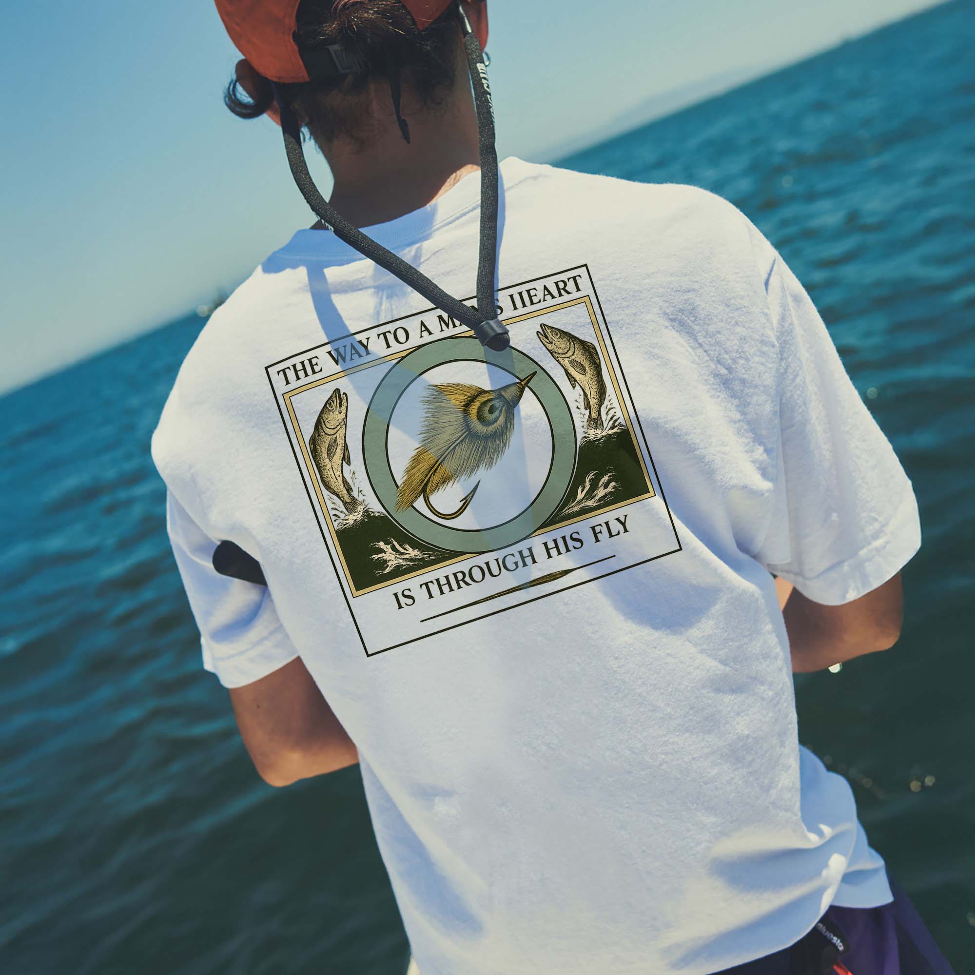 Vintage Fishing Shirt �C The Way To A Man's Heart Is Through His Fly �C Funny Angler Tee �C White �C Up To 5XL