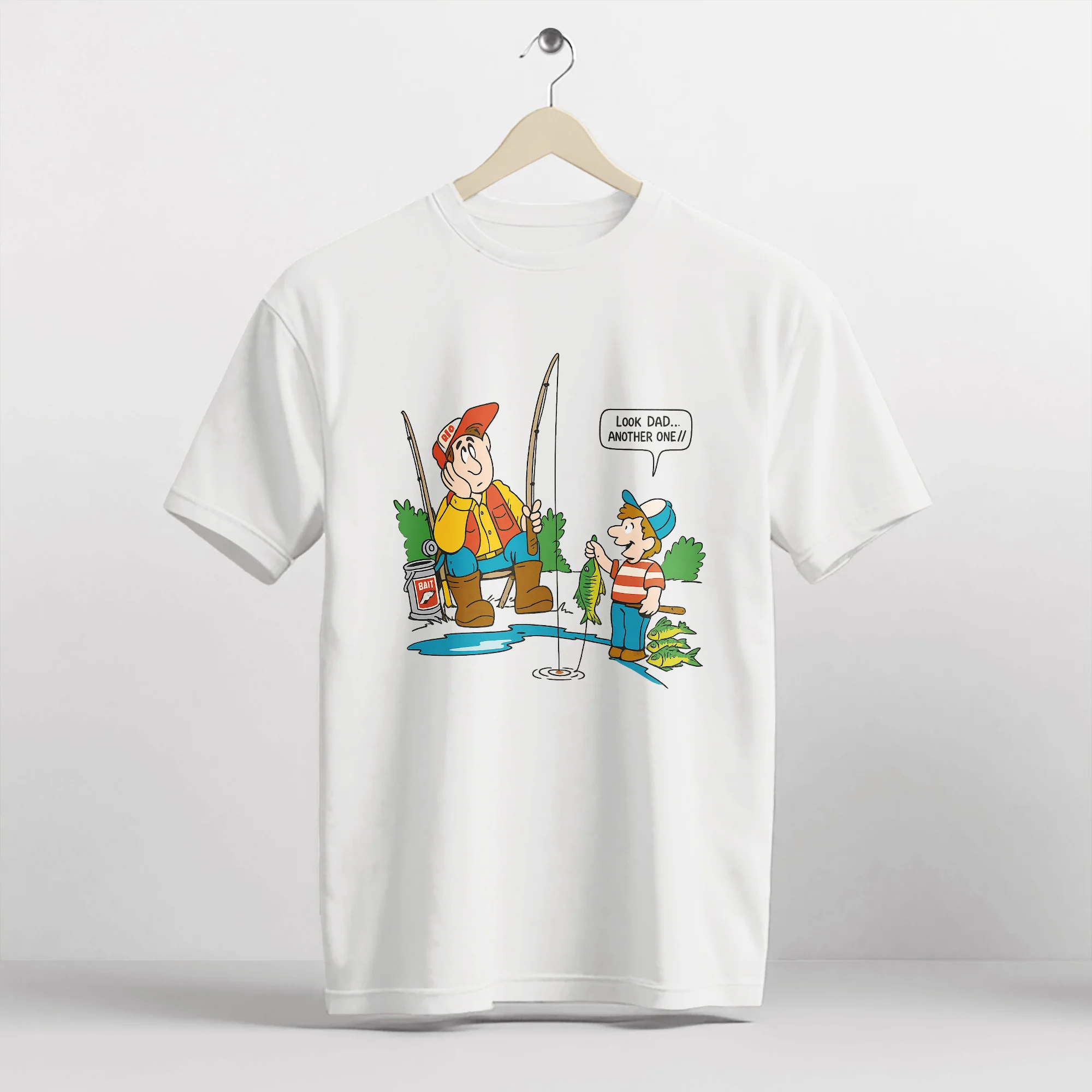 Look Dad Another One Fishing Shirt �C Funny Father Son Angler Tee �C Cute Fisherman Gift �C White �C Up To 5XL