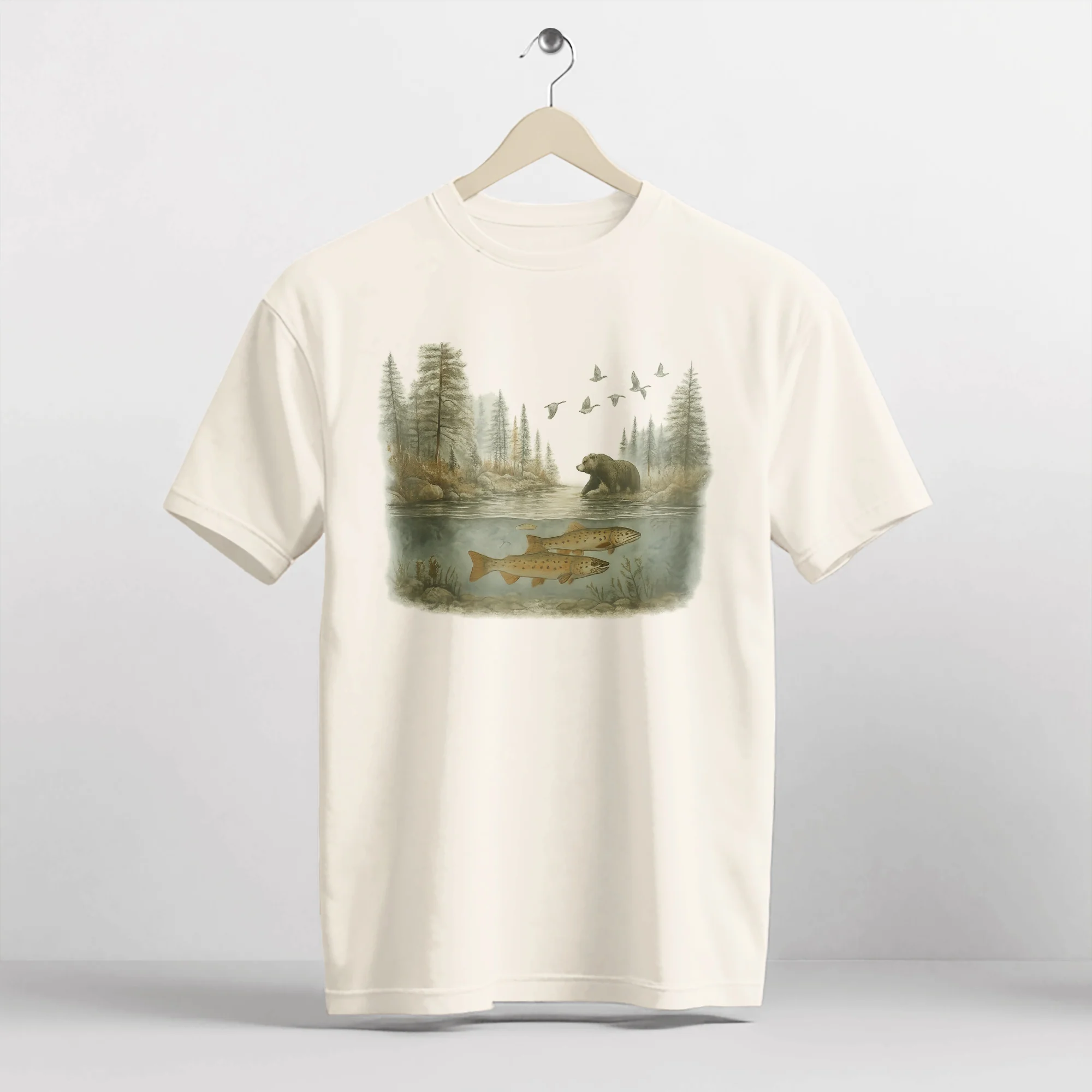 Vintage Trout Angler Shirt �C Large Grouper Fishing Tee �C Natural �C Up To 5XL