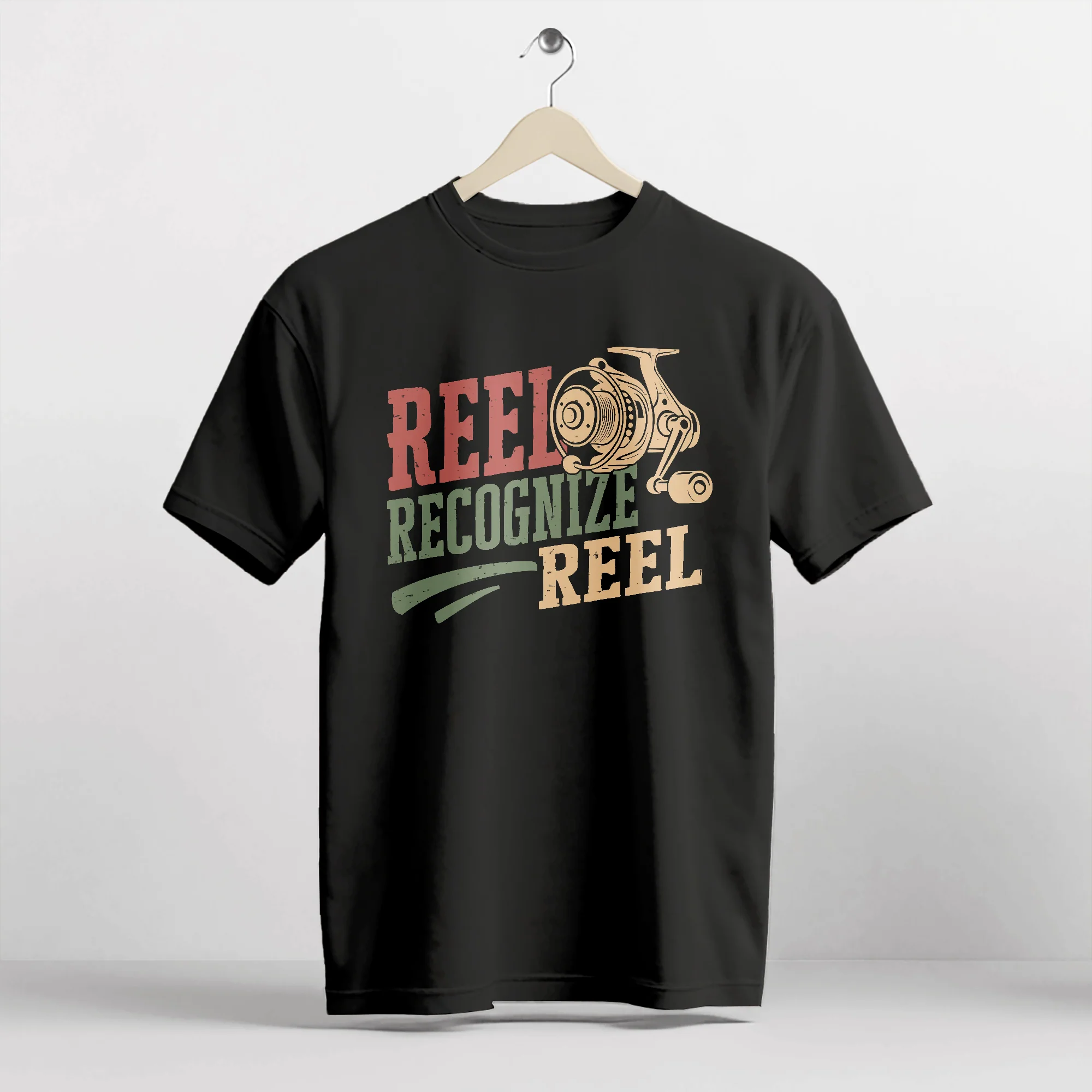 Fishing Humor Shirt �C Reel Recognize Reel Tee �C Funny Fisherman Pun Gift �C Black �C Up To 5XL