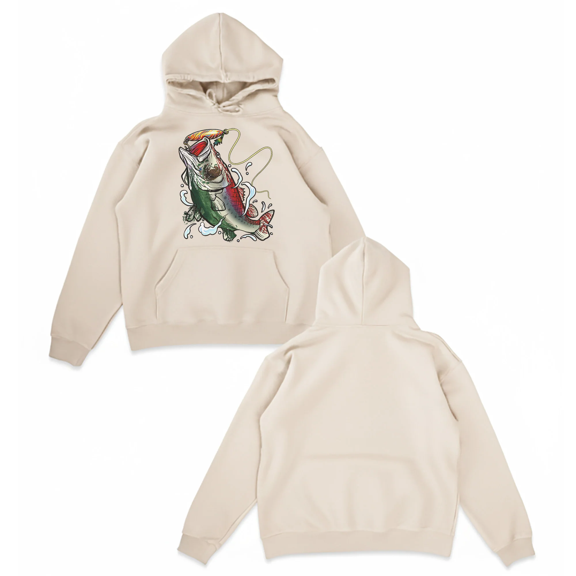 Mexican Fisherman Premium Fleece Hoodie �C Mexico Flag Bass Fishing Pullover