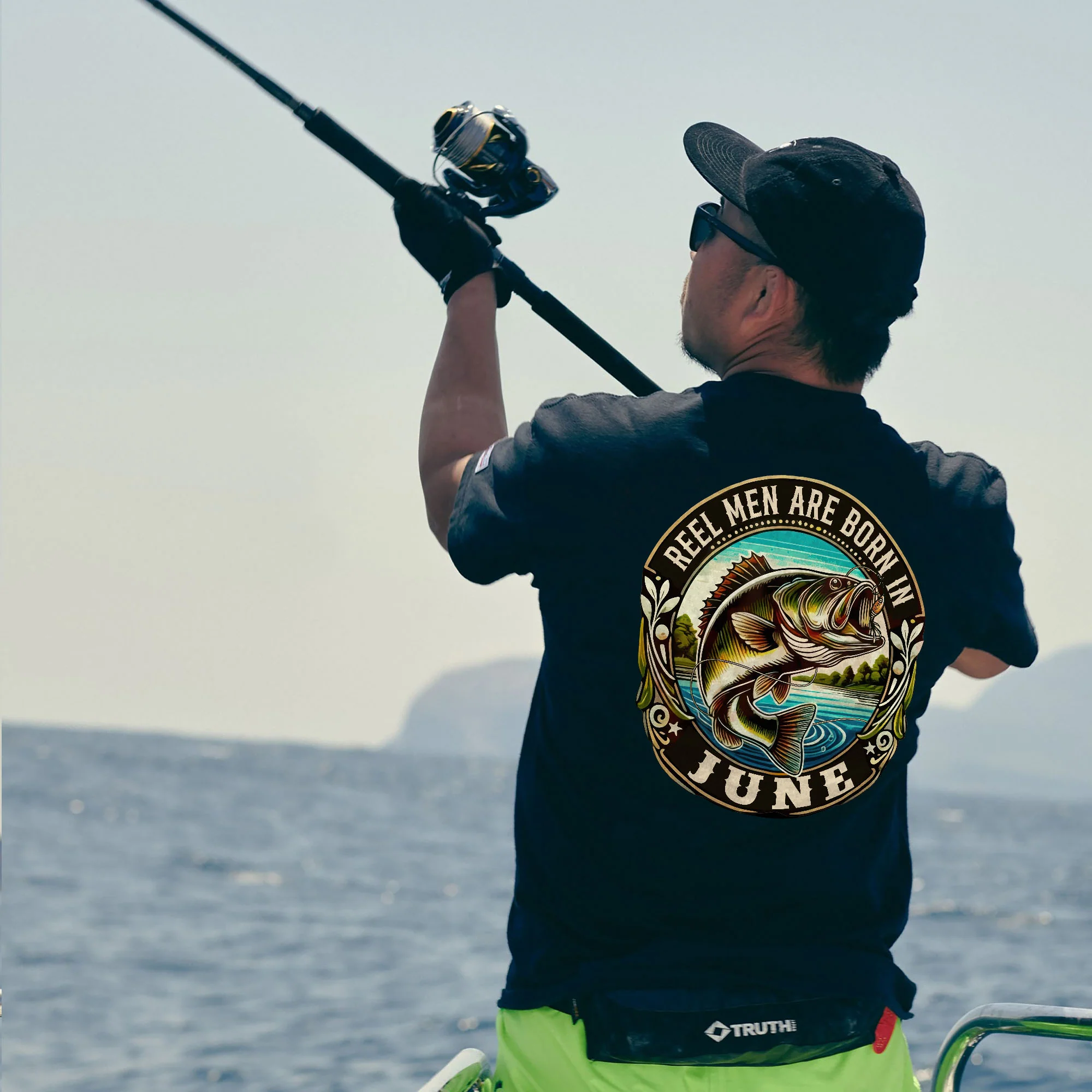Fishing Birthday Gift Tee for Fisherman - Reel Men Are Born In June Shirt �C Black �C Up To 5XL