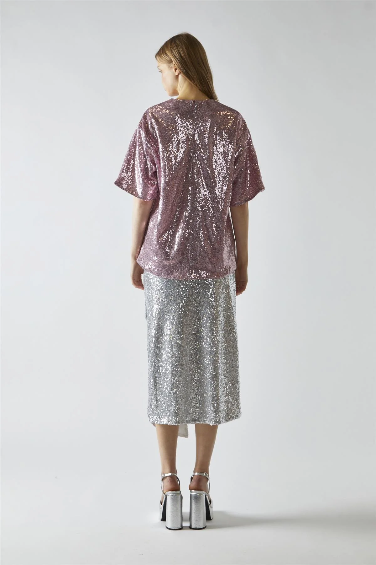 Sugar Pink Sequin Oversized T-Shirt
