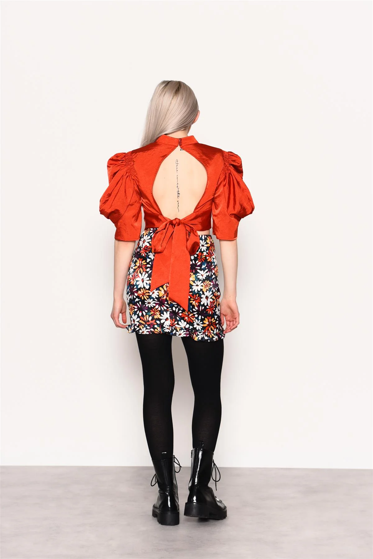 Painted-Daisy High-Waisted Mini-Skirt