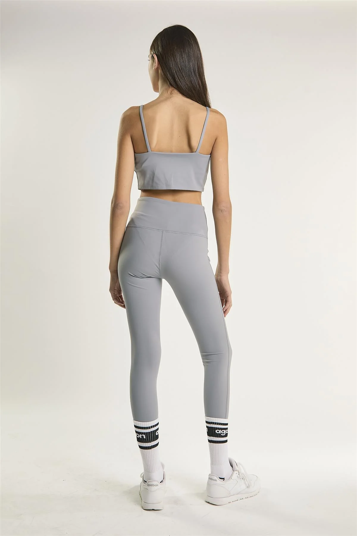 Signature Light Grey Scoop-Neck Crop-Top