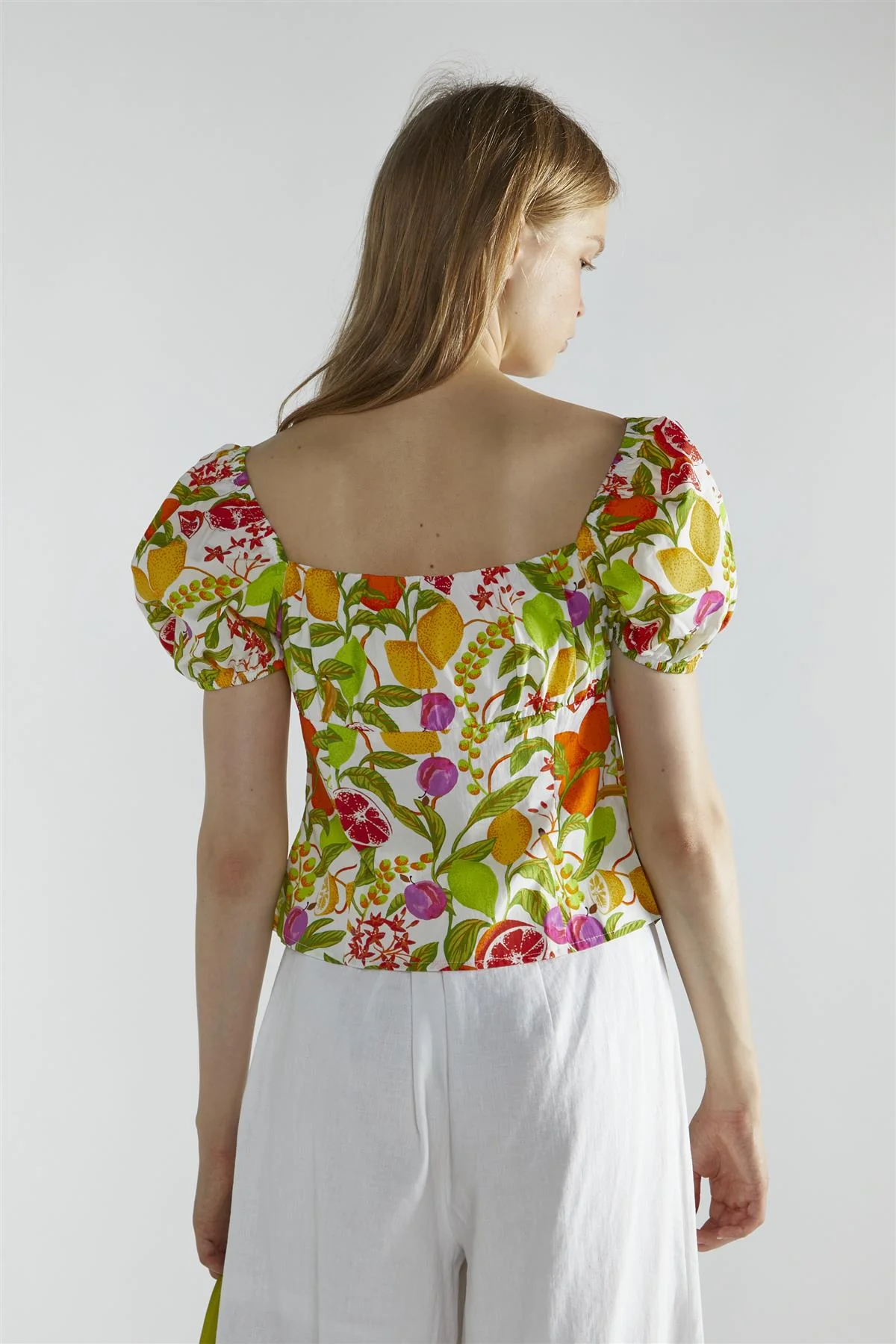 Multi-Fruit Front-Tie Short Sleeve-Top