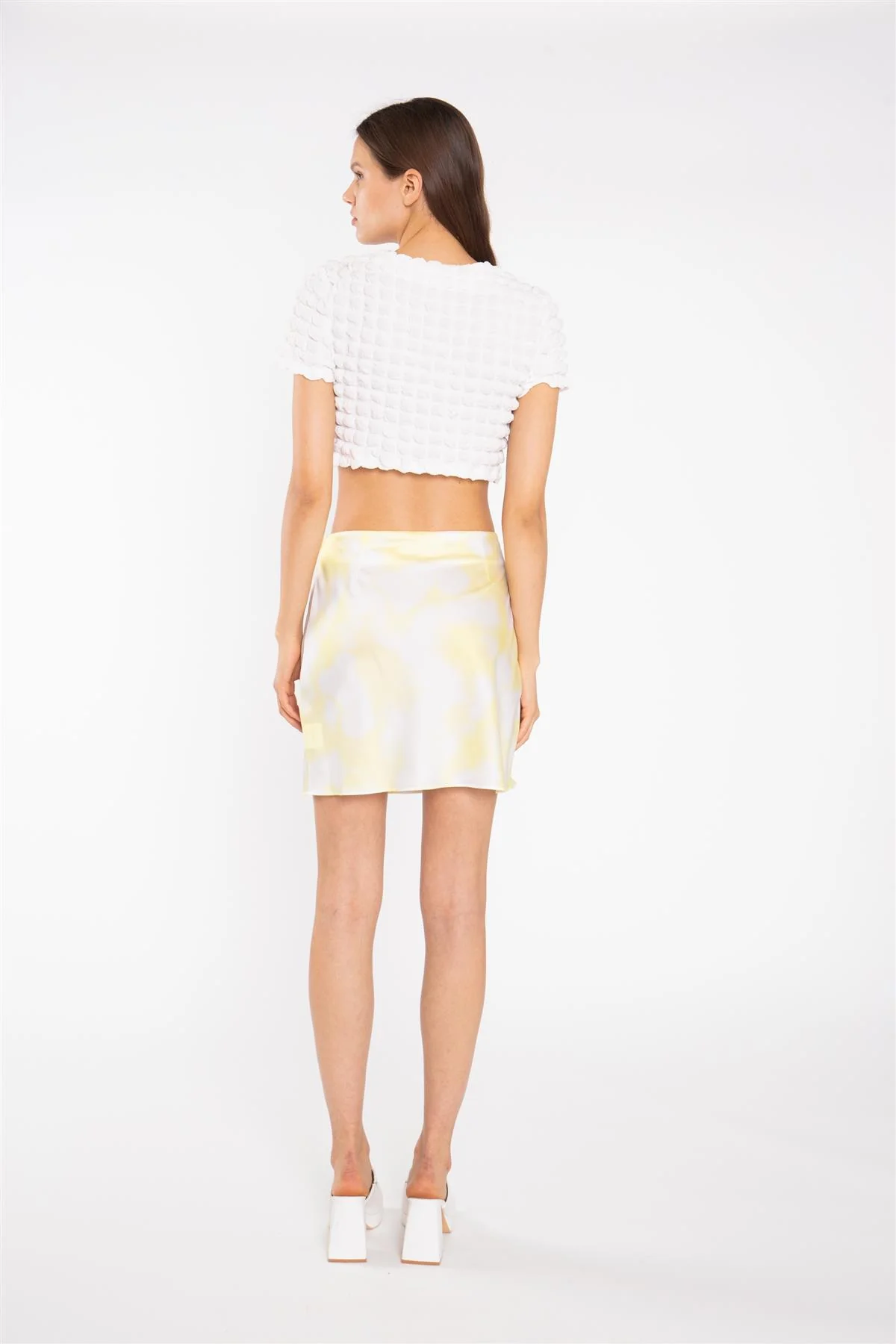 Textured-White Crop-Top